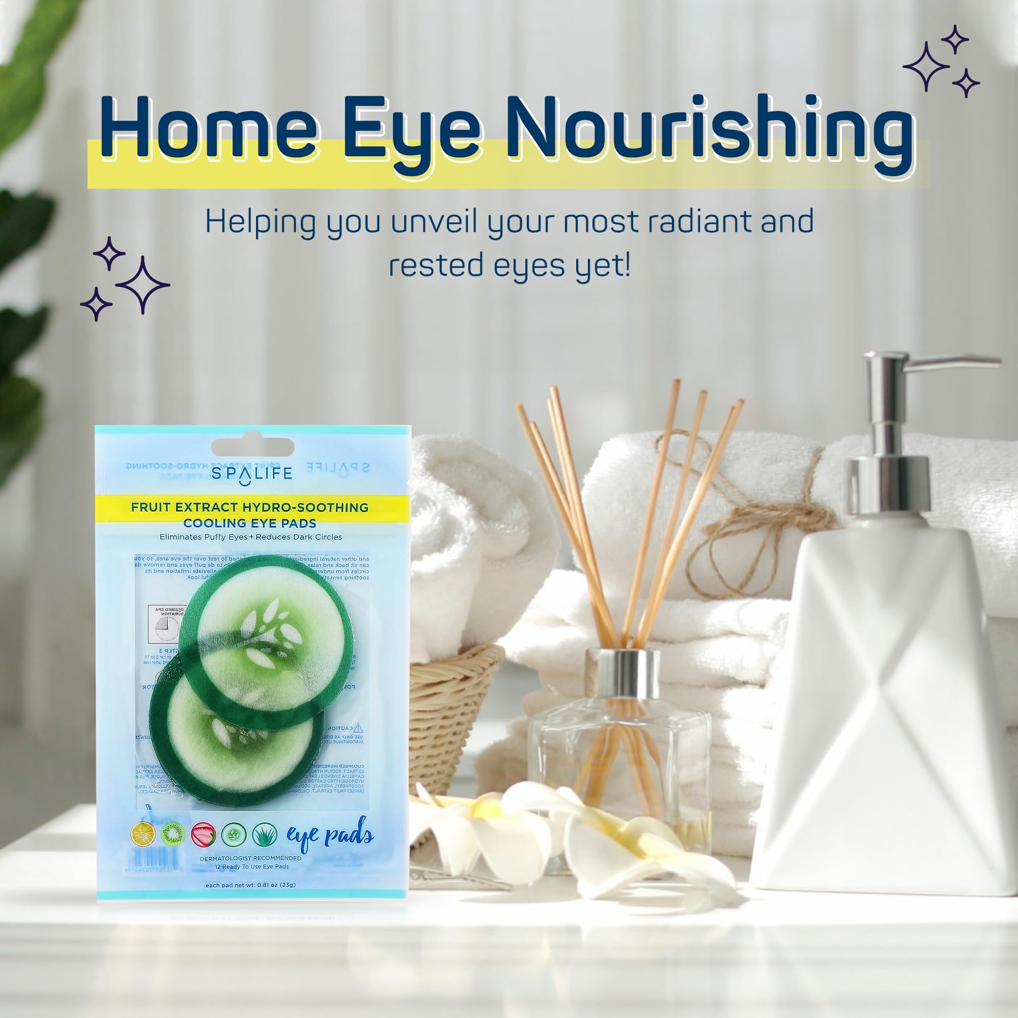 Spalife Cooling Eye Pads - Korean Soothing Eye Pads For Dark Circles, Puffy Eyes, And Wrinkles - 48 Pads With Fruit + Vegetable