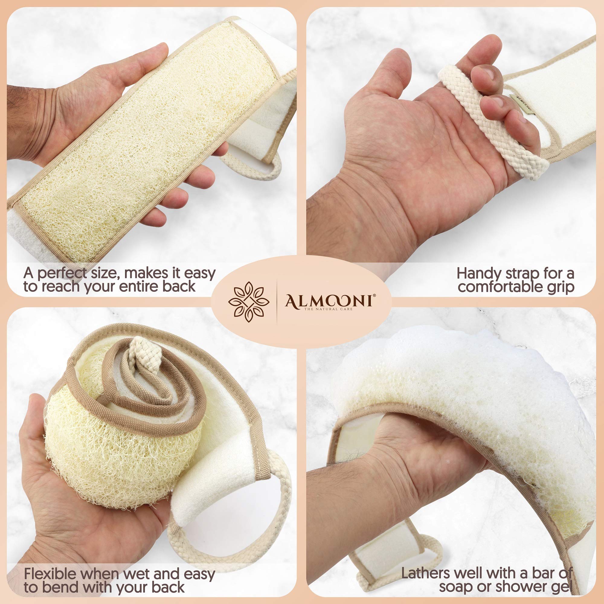 Exfoliating Natural Loofah Back Scrubber For Shower To Clean Your Back Deeply - 1 Count(1 Pack)