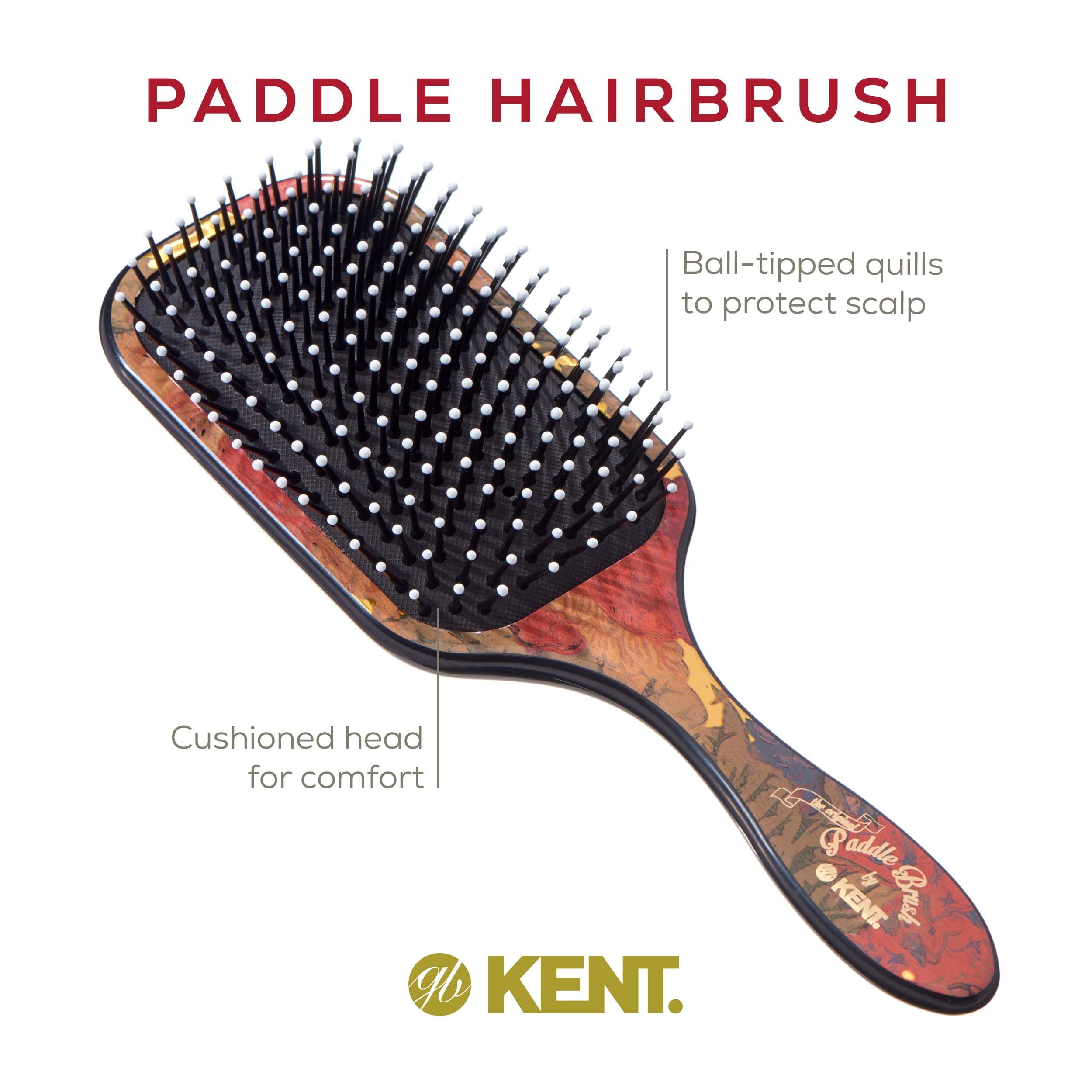 Kent Lpb1 Large Paddle Cushioned Hair Brush - Grooming, Detangling, & Smoothing Floral Print - Best Everyday Brush For Medium To