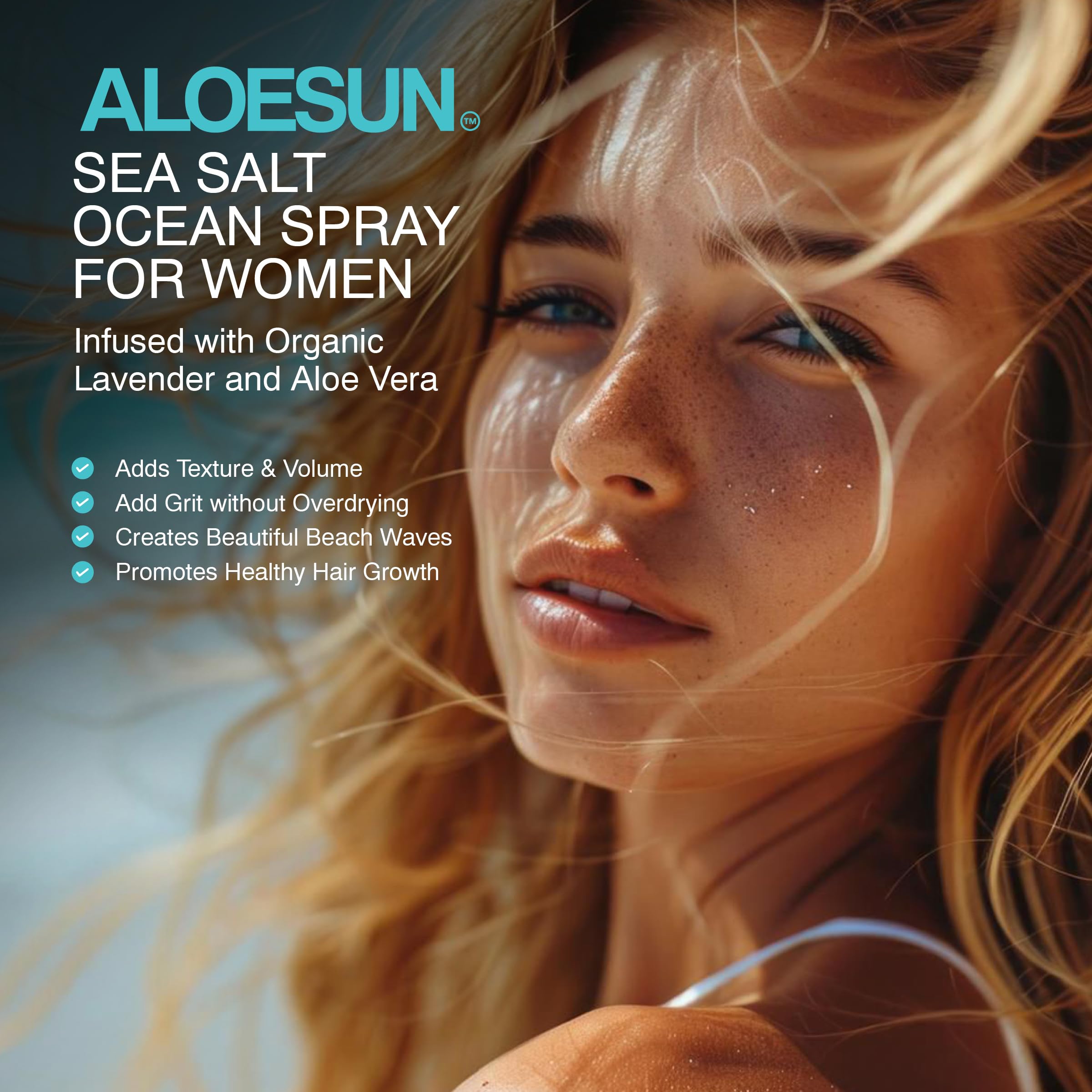 Aloesun Organic Sea Salt Hair Spray - Texture & Volume Hairspray For Men & Women With Aloe Vera & Lavender - Styling Texturizing
