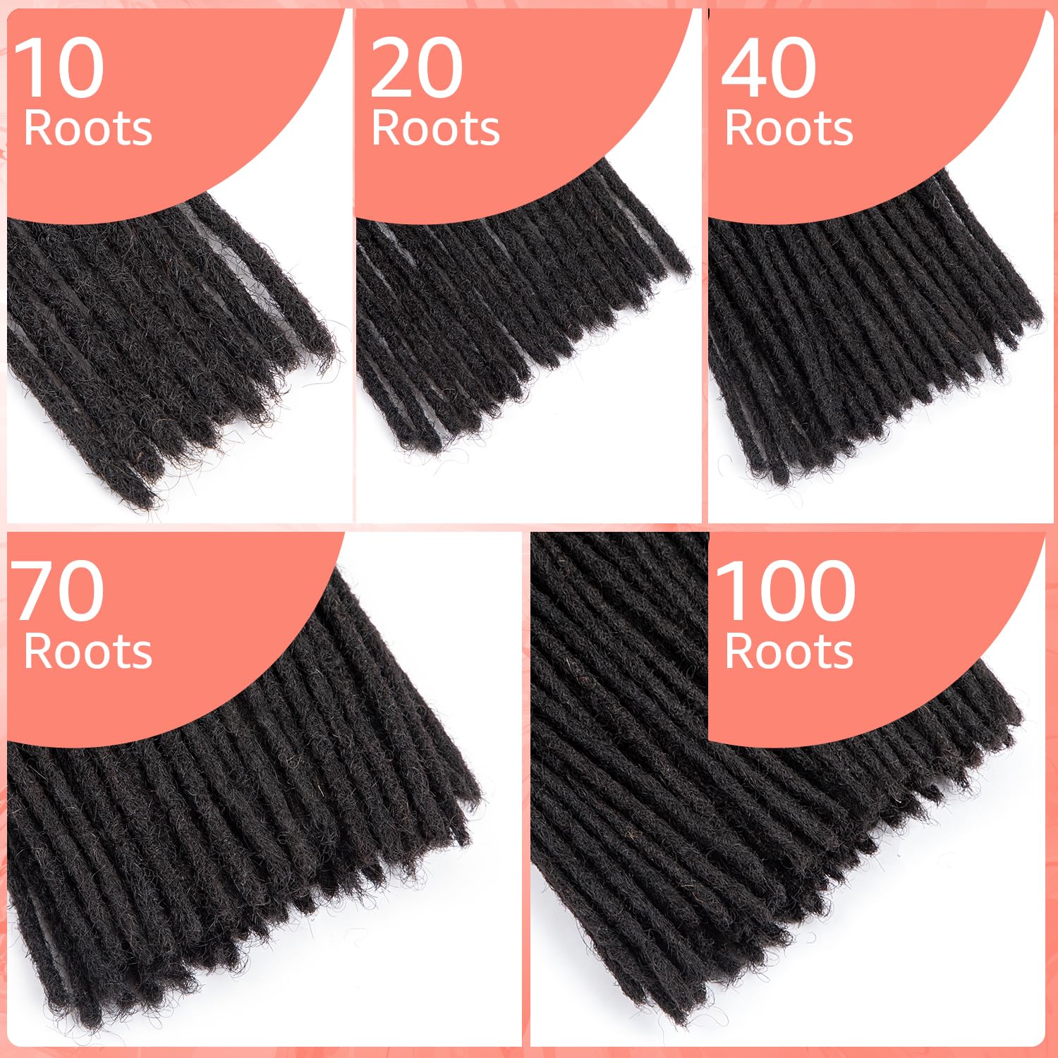 Teresa 8 Inch 0.2Cm Width Loc Extension Human Hair Natural Black 70 Strands Full Hand-Made Permanent Locs Extensions Can Be Dyed