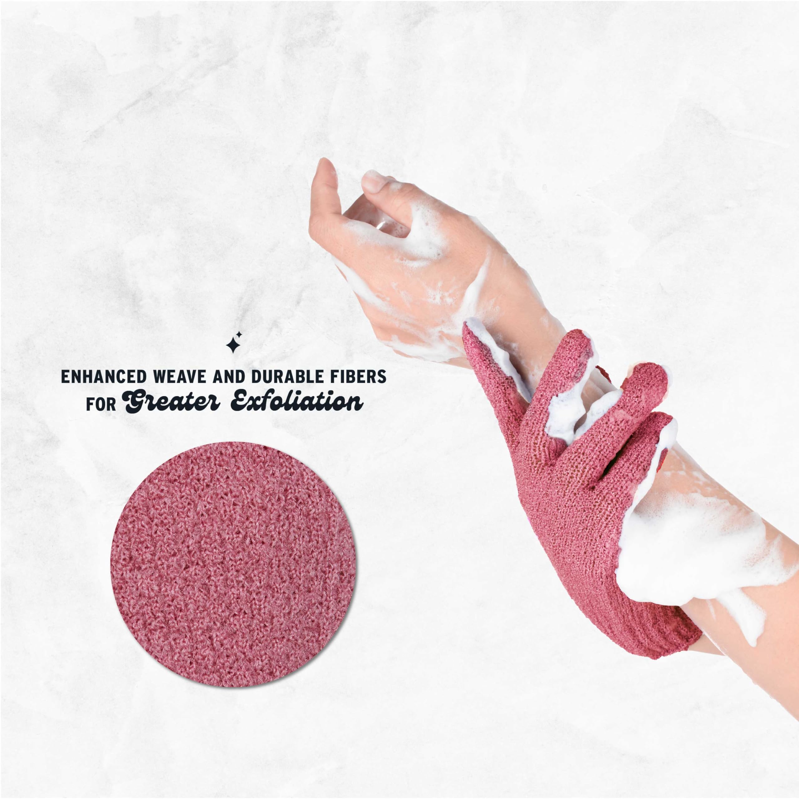 The Beauty Project 4 Pairs Exfoliating Gloves, 100% Nylon, Dual Texture Body Scrub For Spa, Massage & Dead Skin Removal, Multi-C