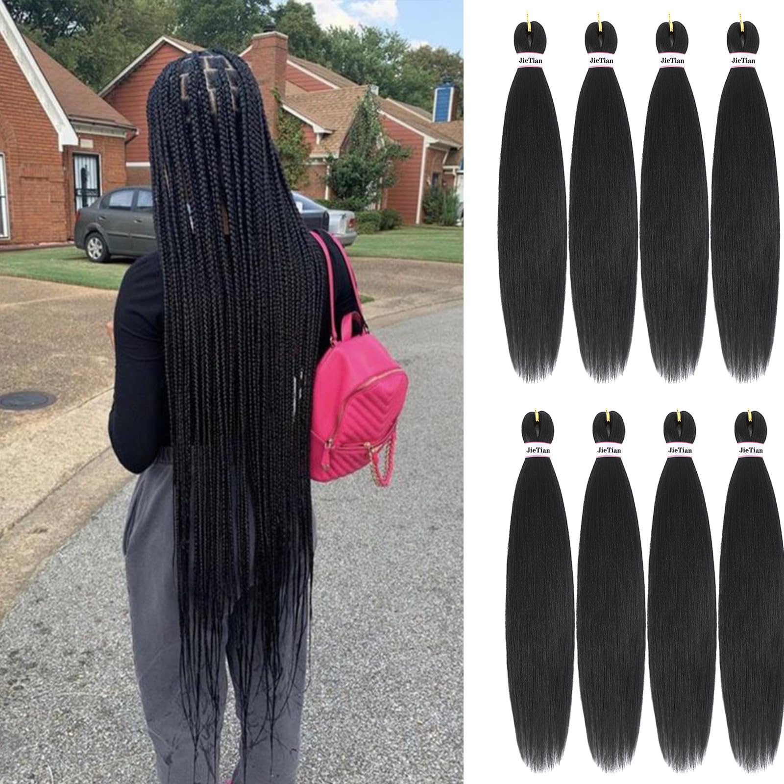 Liang Dian Braiding Hair Pre Stretched Ombre 42 Inch 8 Packs Synthetic Crochet Braids Hot Water Setting Professional Soft Yaki T