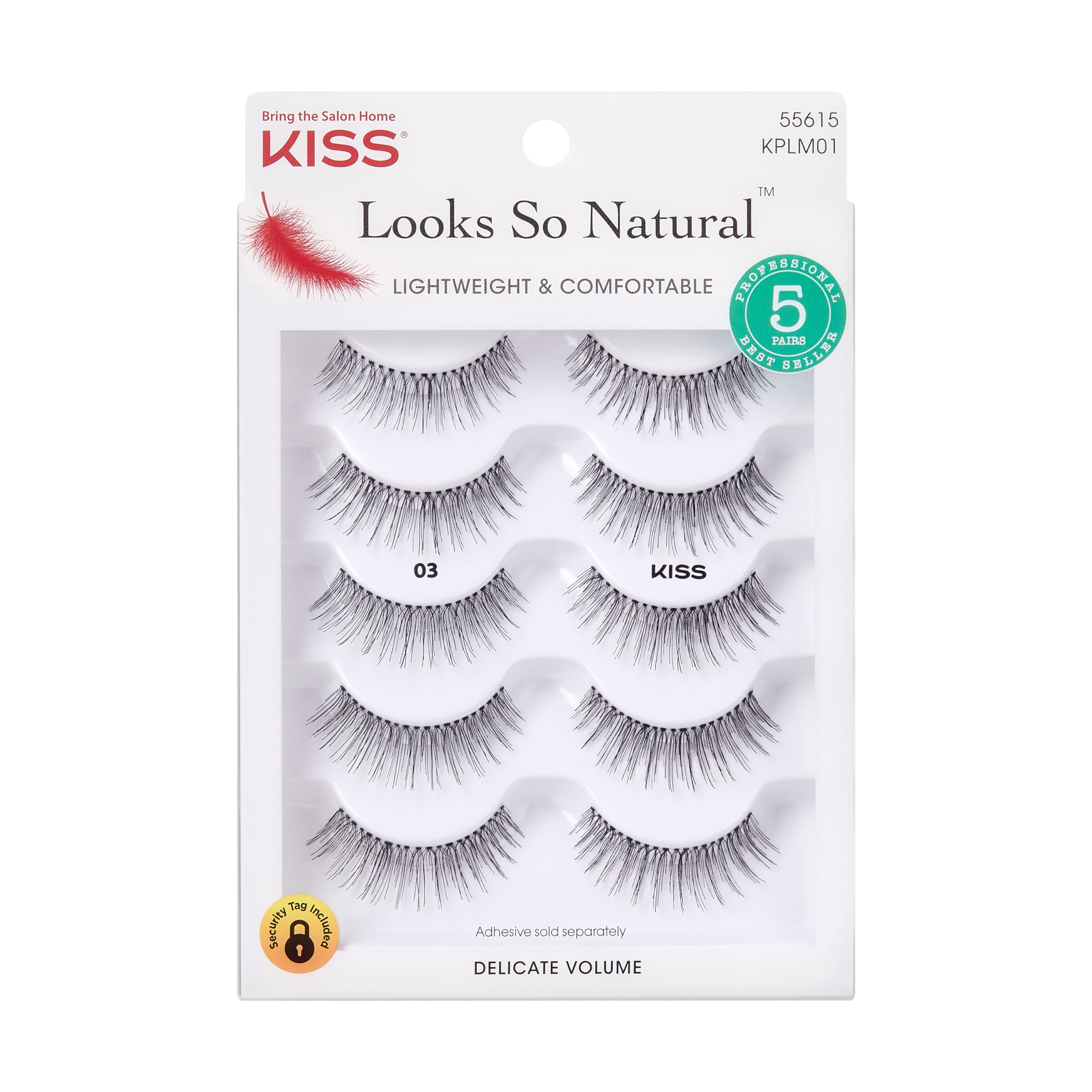 Kiss Looks So Natural False Eyelashes Multipack #03, Lightweight & Comfortable, Delicate Volume, Natural-Looking, Tapered End Te
