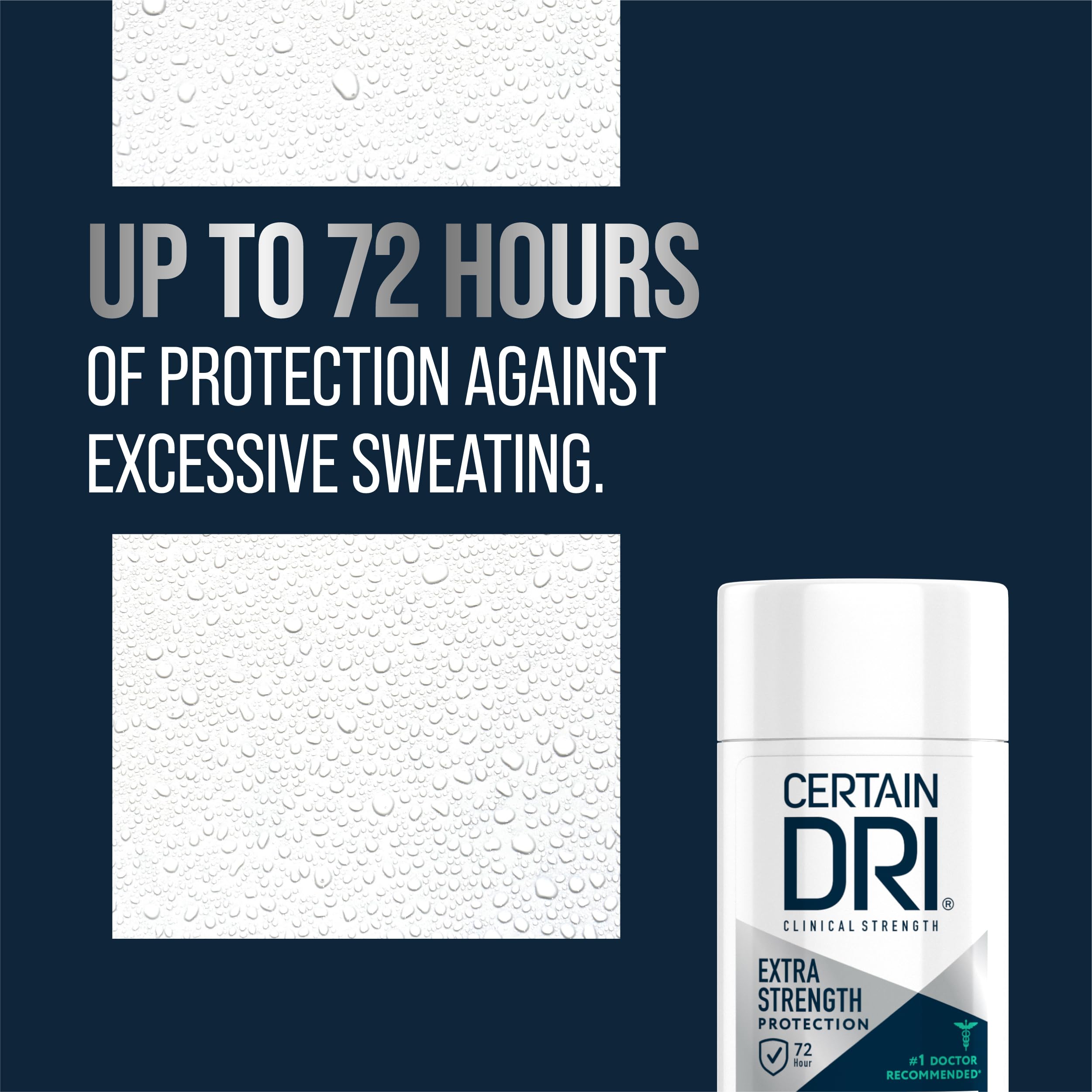 Certain Dri Extra Strength Clinical Antiperspirant Solid Deodorant, Hyperhidrosis Treatment For Men & Women, Powder Fresh, 1.7Oz