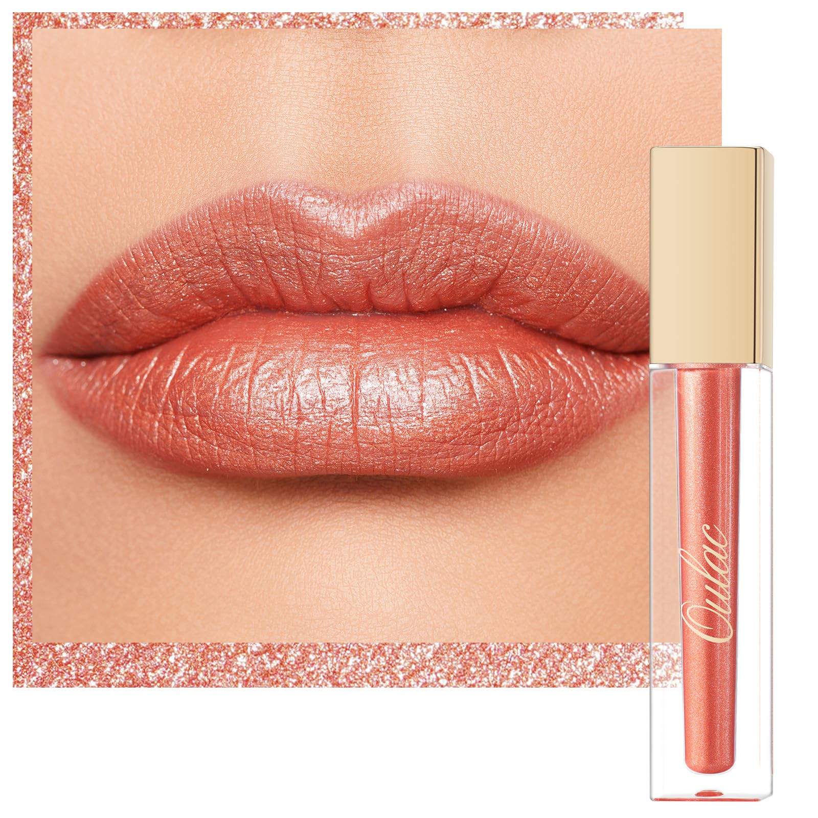 Oulac Orange Lip Gloss Metallic Shine Lipstick For Women, Long Lasting Waterproof, High Impact Lip Color, Smooth Aslo For Eyesha