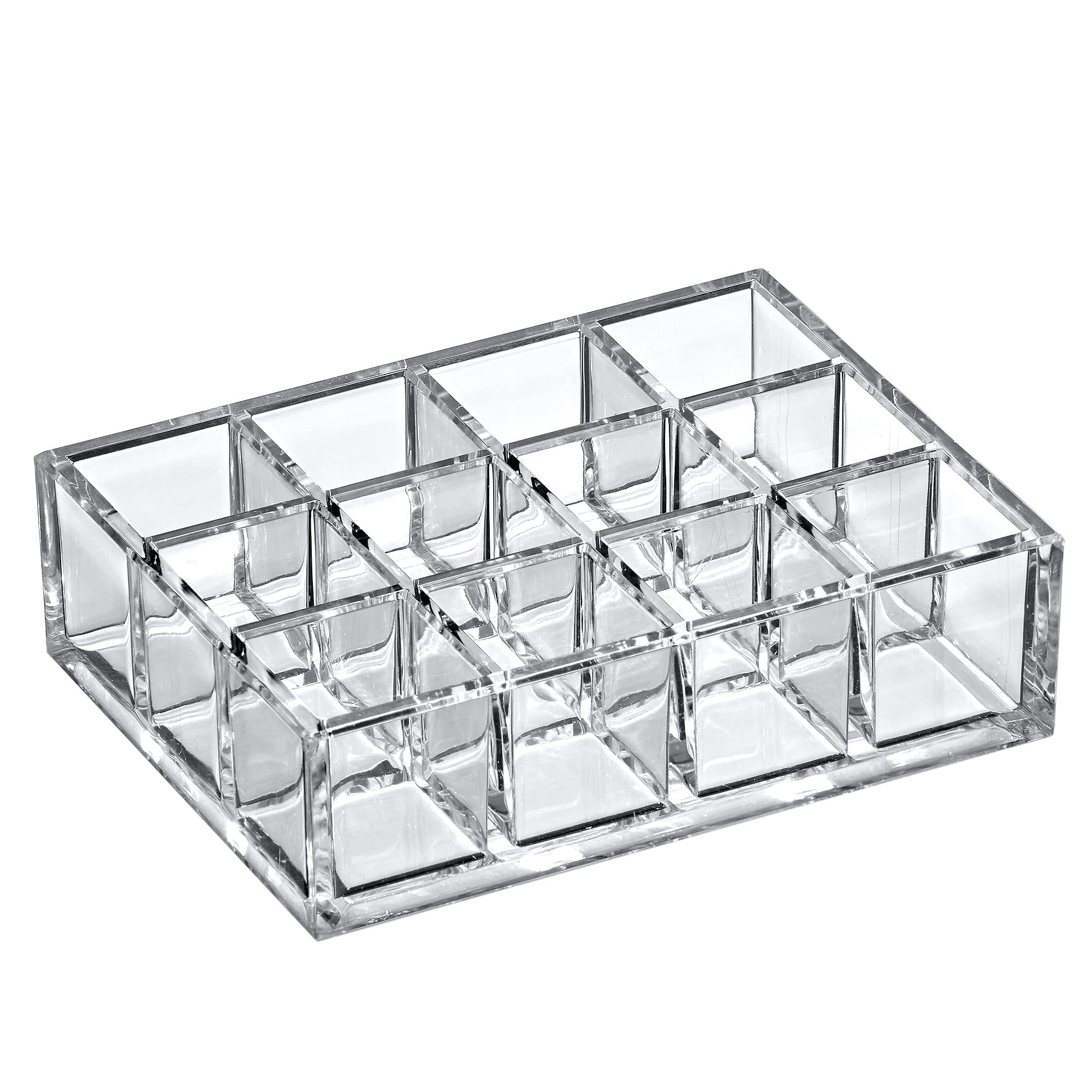 Amazing Abby - Allure - 12-Slot Acrylic Lipstick Organizer, Lipstick Holder, Lip Gloss Organizer, Cosmetic Storage Display, Perf