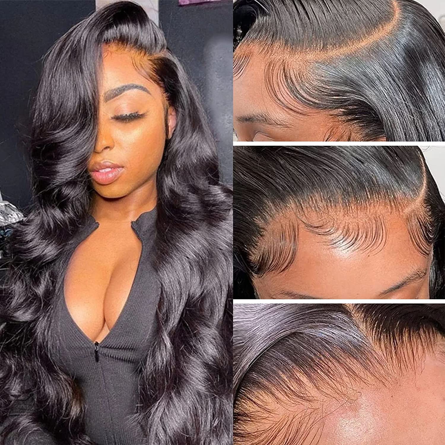 Aicrelery 28 Inch 13x6 Body Wave Lace Front Wigs for Women Human Hair 13x6 HD Lace Front Wigs Human Hair Pre Plucked Bleached Kn
