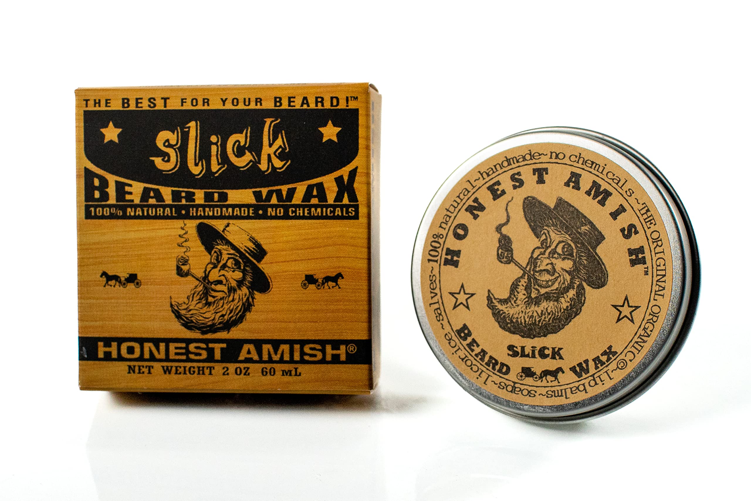 Honest Amish Slick Beard Wax - All Natural And Organic - 2 Ounce