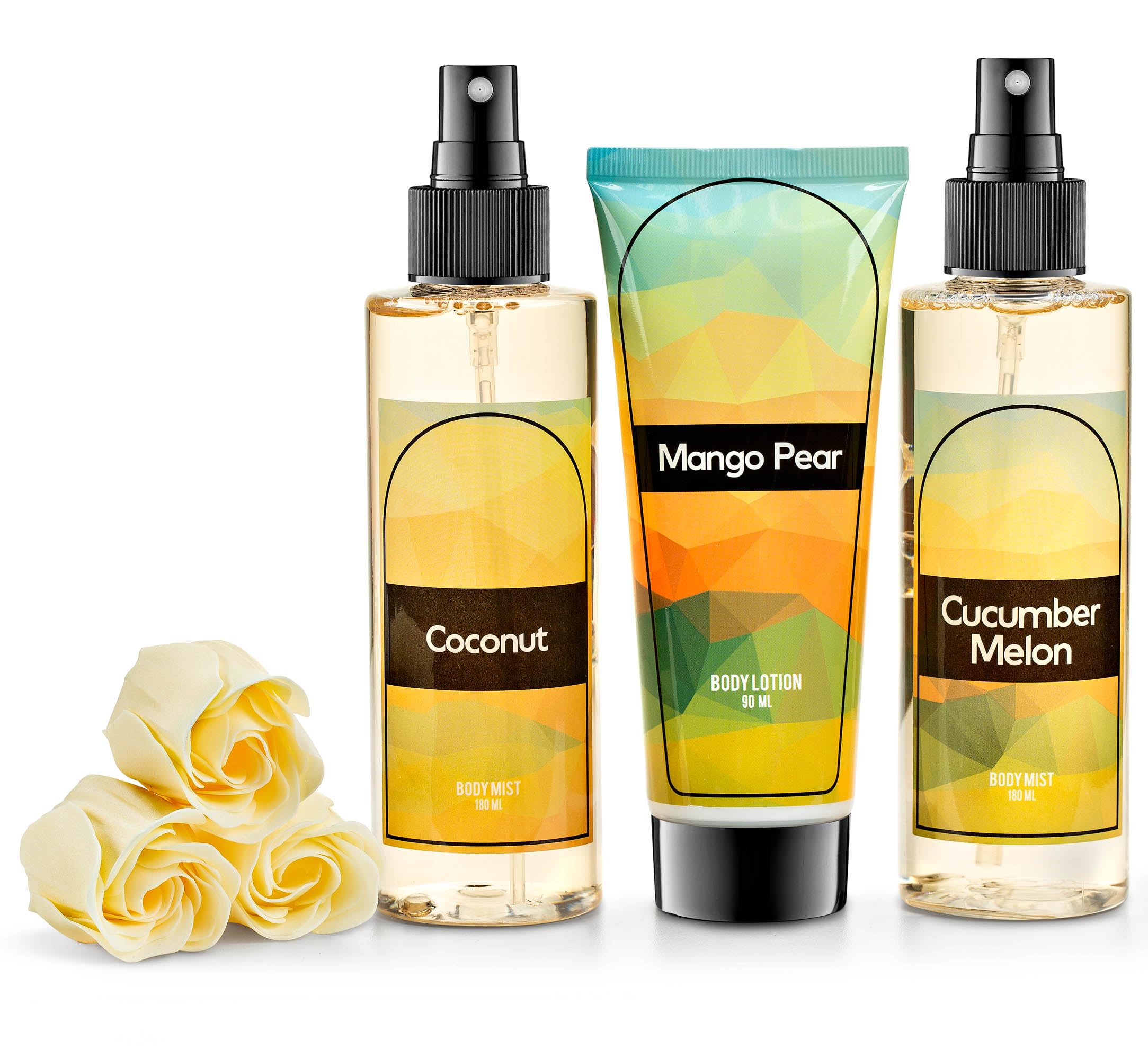 Fine Fragrance Body Mist & Body Splash Gift Set - Luxury Self-Care Combo For Women And Girls (Coconut, Cucumber, Mango Pear, Ros