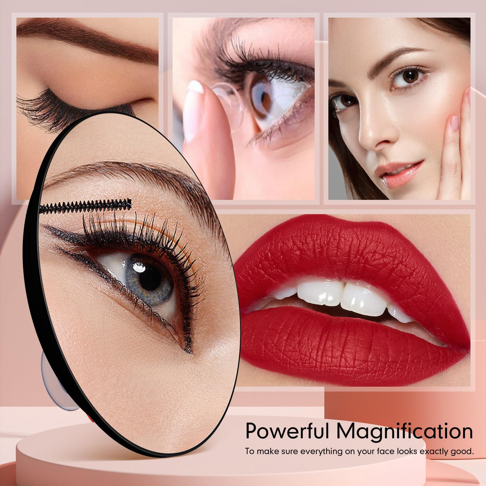 Suupvaor 30X Magnifying Mirror with 3 Suction Cups, Large 6inch Magnified Mirror 30X Travel Round Makeup Mirror with High Magnif