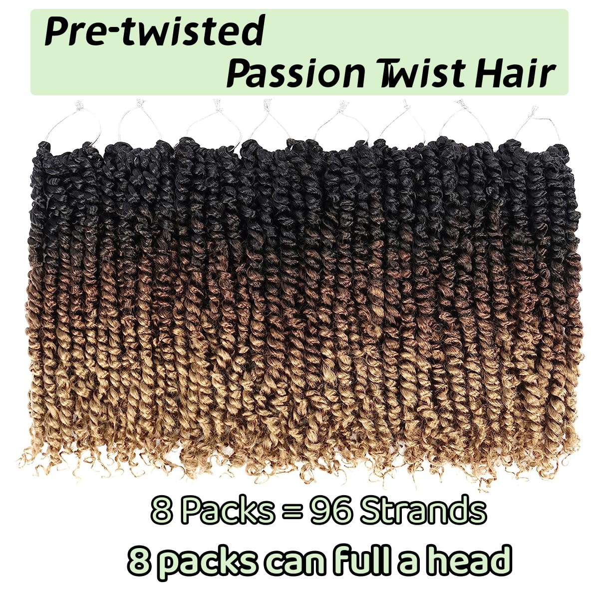8 Packs Passion Twist Hair 12 Inch Pre-Twisted Passion Twist Crochet Hair Pre-Looped Crochet Braids For Women Passion Twists Bra