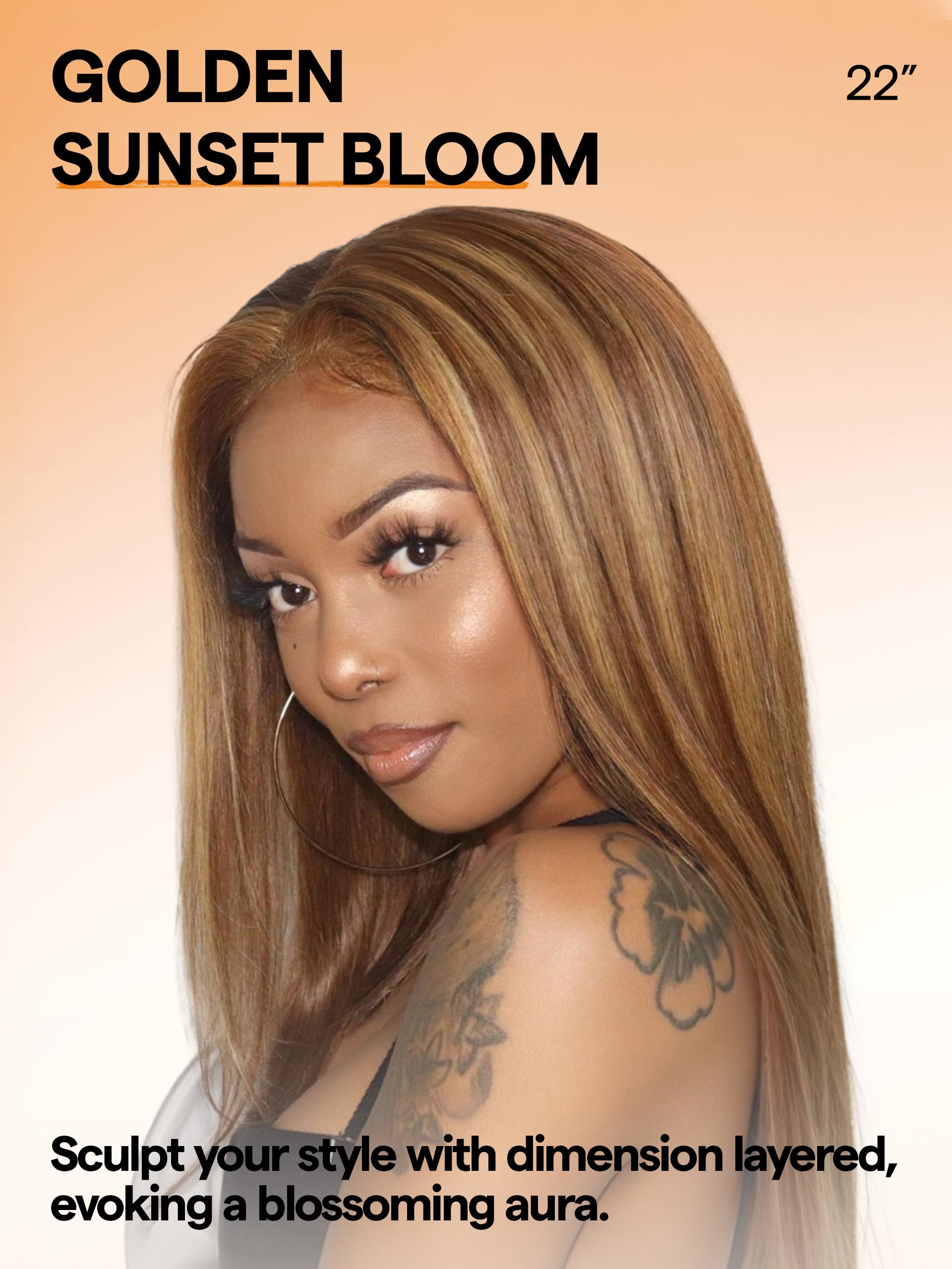 Gorgius Honey Blonde Straight Layered Wig Glueless Highlight Lace Front Wig Middle Part Pre Cut Hd Lace Wig Upgraded With Style-