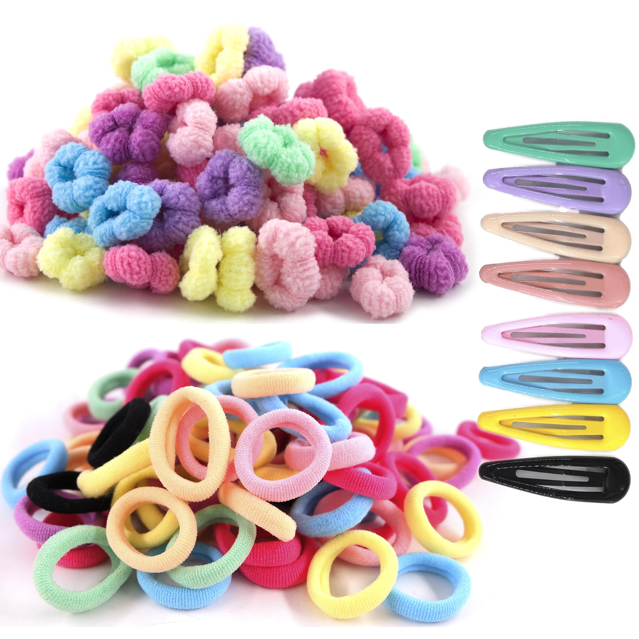 WDGROW 200-210pcs No Damage Soft Hair Ties for Toddler Girls,Age 0-6,Mini SizeHair Bands for Infant,Tiny Hair Elastics,Candy Col