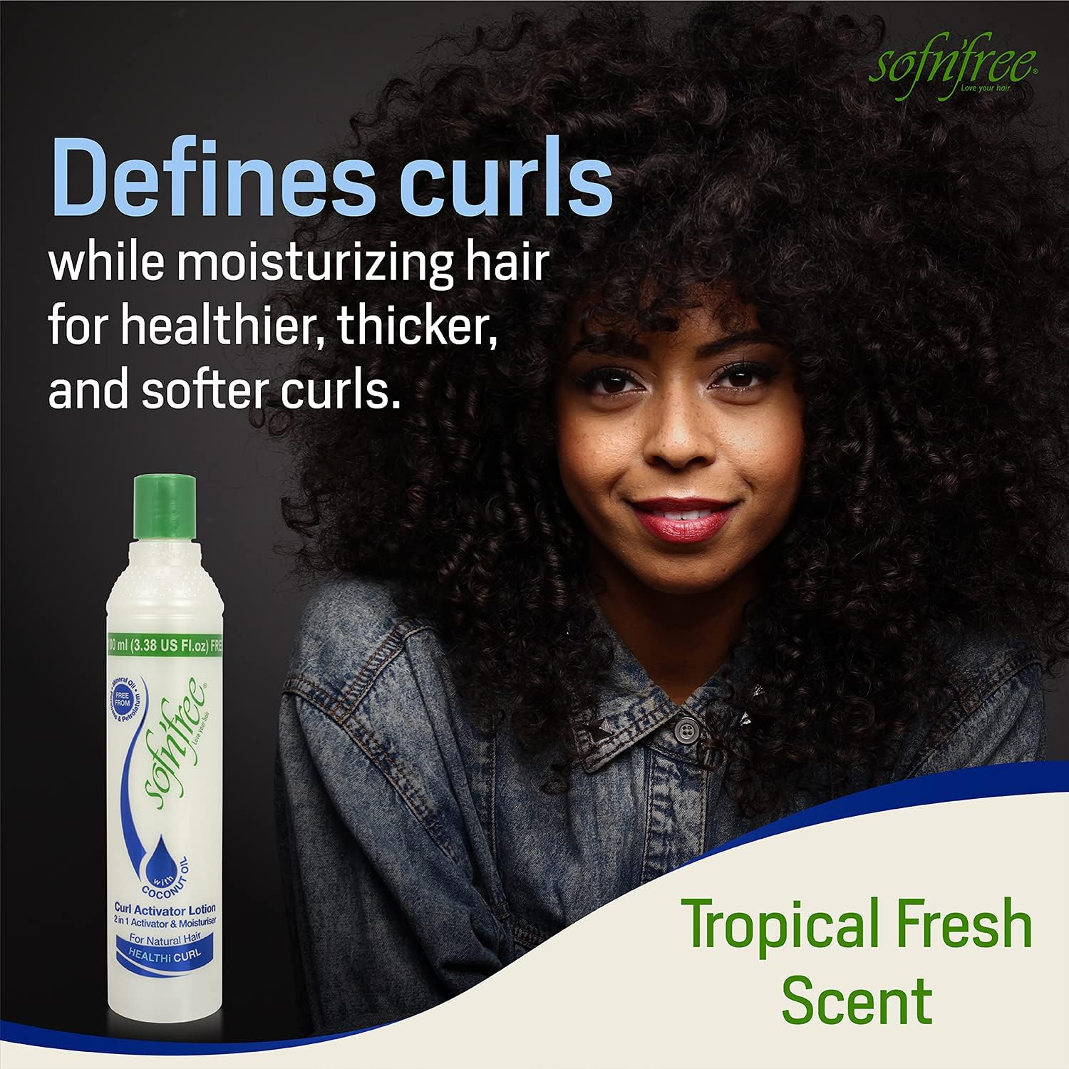 SofnFree Moisturizer & Curl Activator for Natural Hair, Soft Curls, and Waves 11.83 fl oz / 350ml (2 pack)