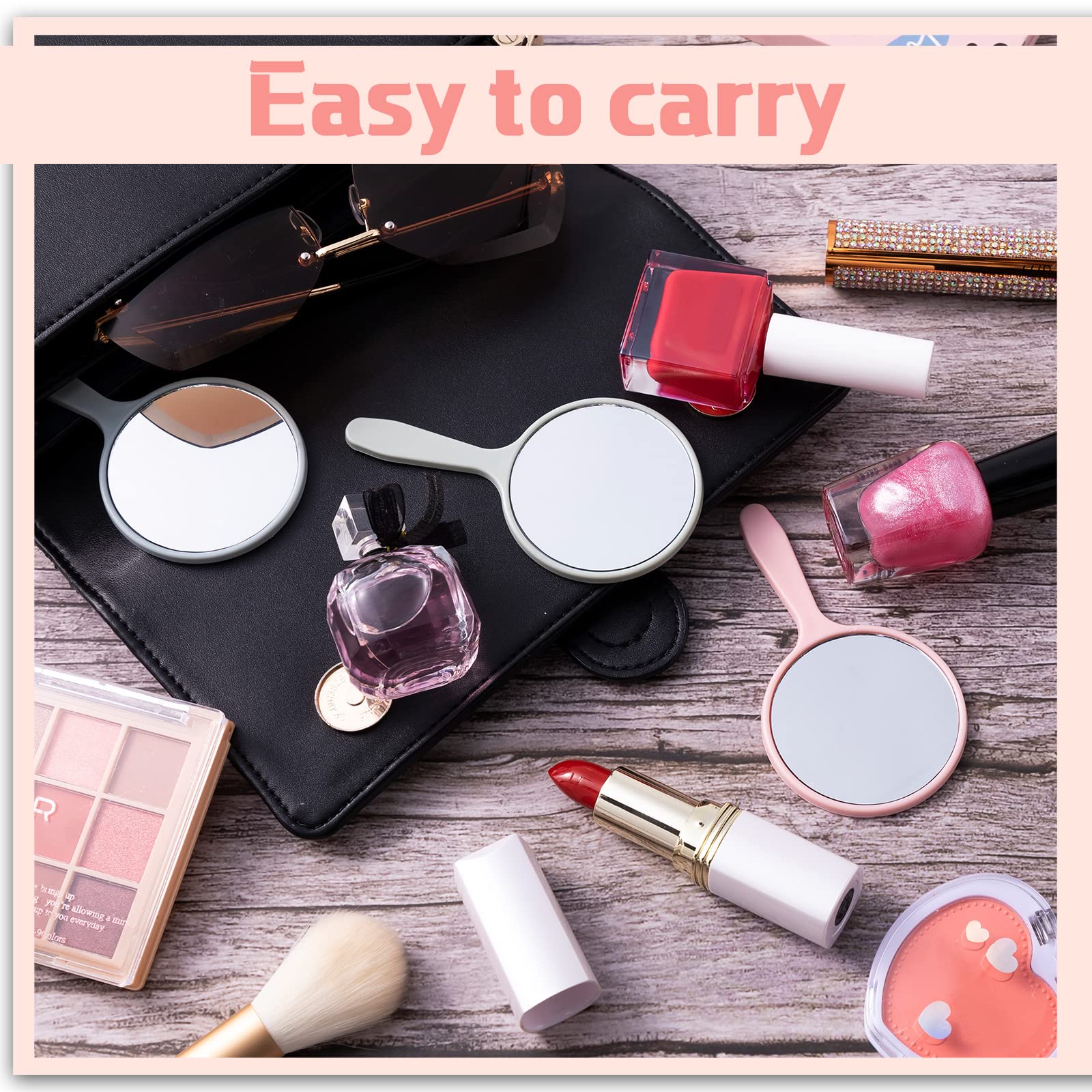 50 Pieces Handheld Mirror Small Hand Mirror With Handle Plastic Travel Makeup Cosmetic Handheld Mirrors Compact Portable Vanity