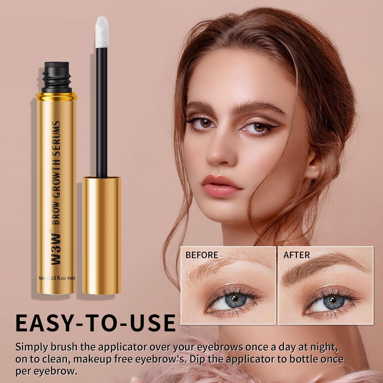 Natural Eyebrow Growth Serum To Grow Brows for Women, Fuller, Thicker, Longer Brows, 4ML Plant Extracts Enhancer, Visible Growth