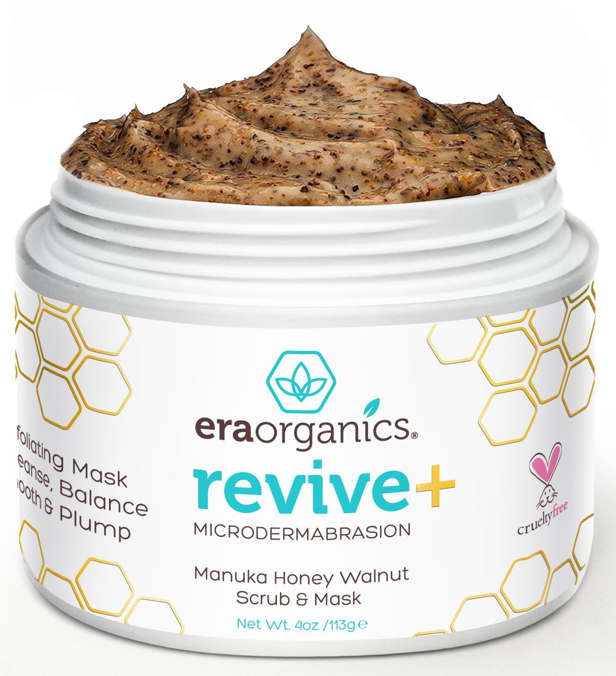 Era Organics Microdermabrasion Facial Scrub & Face Exfoliator - Spa Quality Exfoliating Face Mask with Manuka Honey & Walnut - M