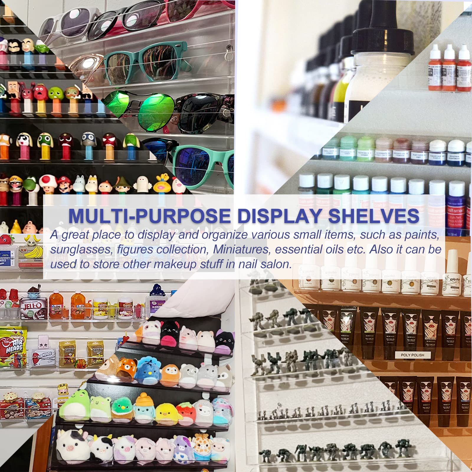 Femeli 2 Pack Nail Polish Wall Racks 20 * 24 Inch Hold Up To 240 Bottles,Clear Acrylic Nail Polish Shelf Organizer Wall Mounted