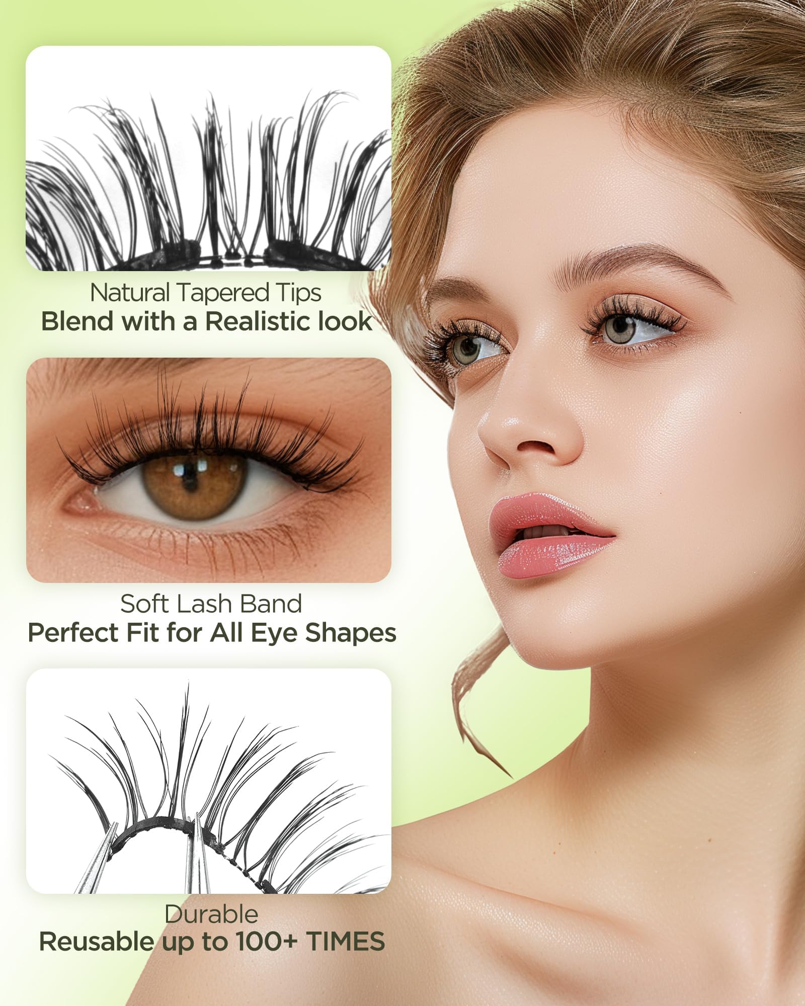 BEYELIAN Soft Magnetic Eyelashes with Applicator, Reusable Magnetic Lashes No Glue Needed, Eyelashes Natural Look, Easy to Wear
