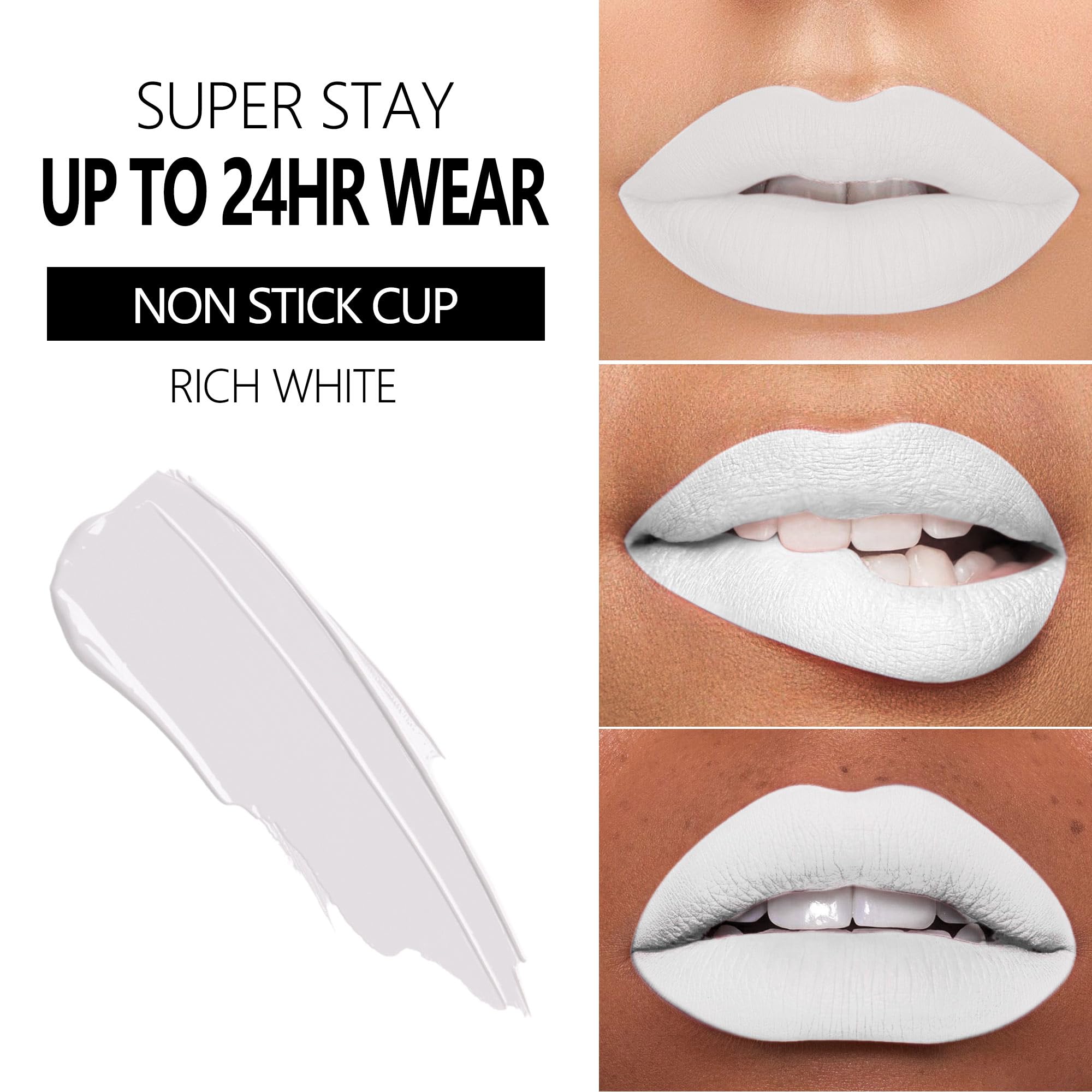 Maki Yika White Lipstick For Women Color Stay Long Lasting Lipsticks No Smudge Matte Liquid Lipstick Transferproof Cruelty-Free