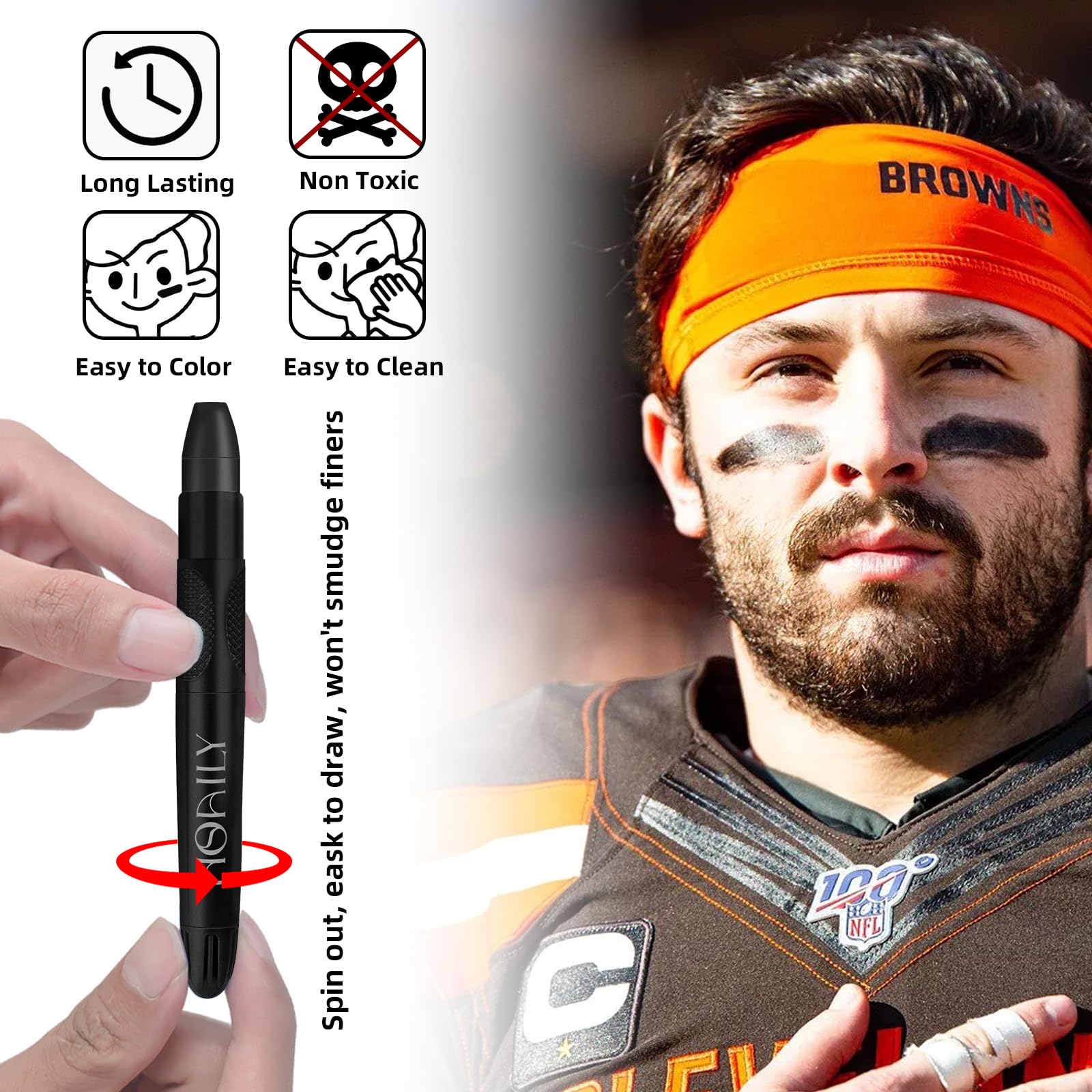 Hosaily Eye Black Stick, Eyeblack Sporting Face Paint For Softball Baseball Football Lacrosse Long Lasting Cream Face Body Paint