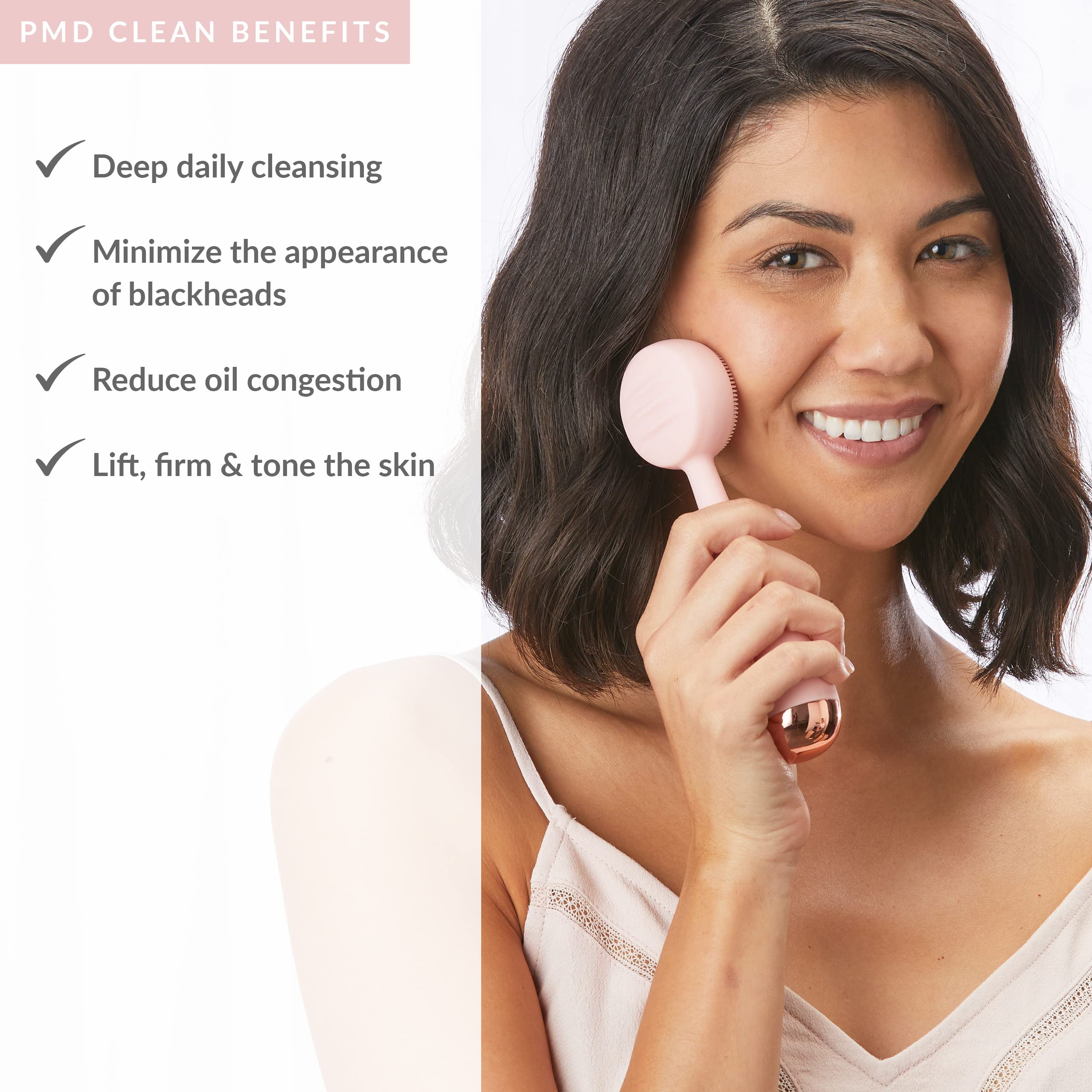 Pmd Clean - Smart Facial Cleansing Device With Silicone Brush & Antiaging Massager - Waterproof - Sonicglow Vibration Technology
