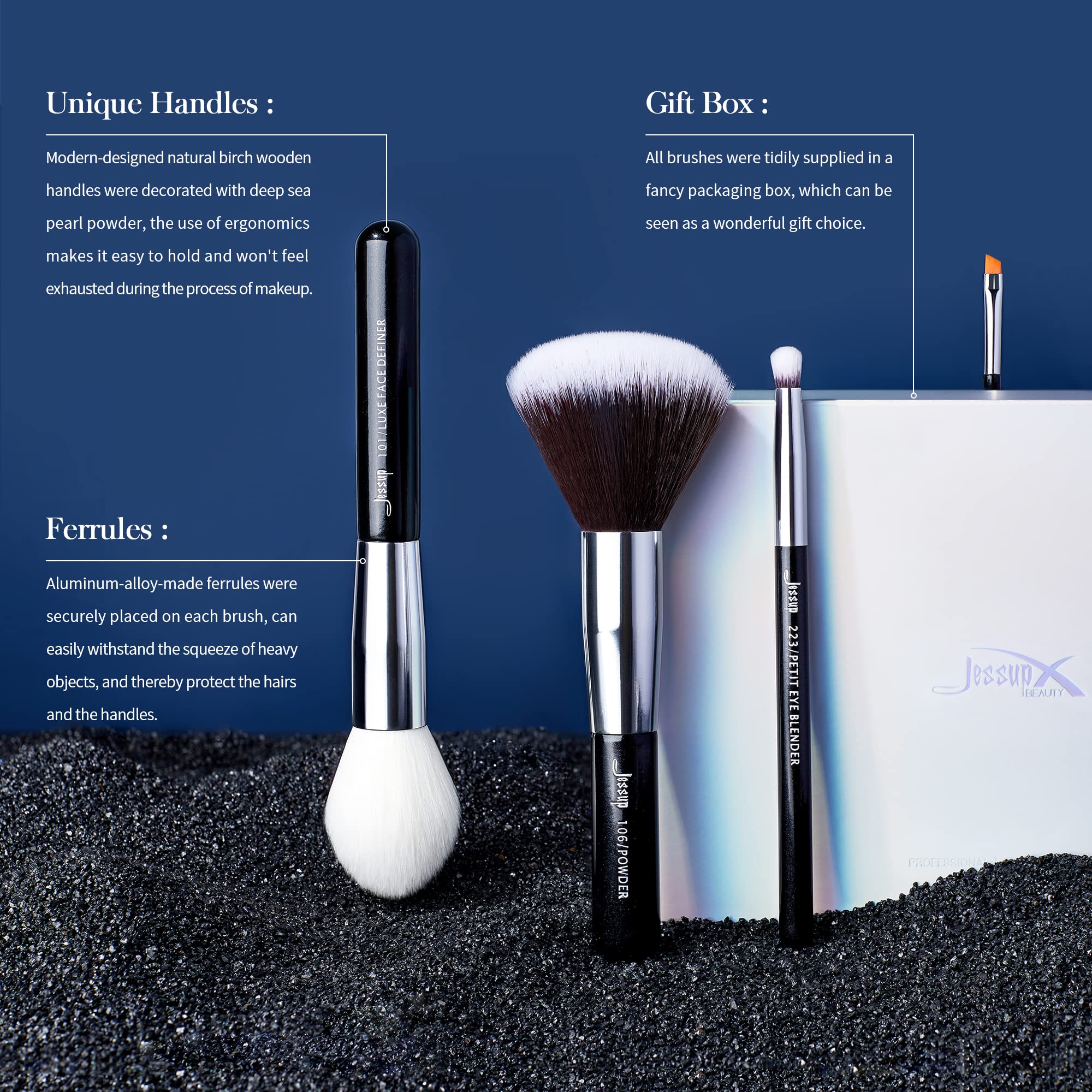 Jessup Brand 25pcs Professional Makeup Brush Set Beauty Cosmetic Foundation Powder Blusher Eyeshadow Blending Concealer Highligh