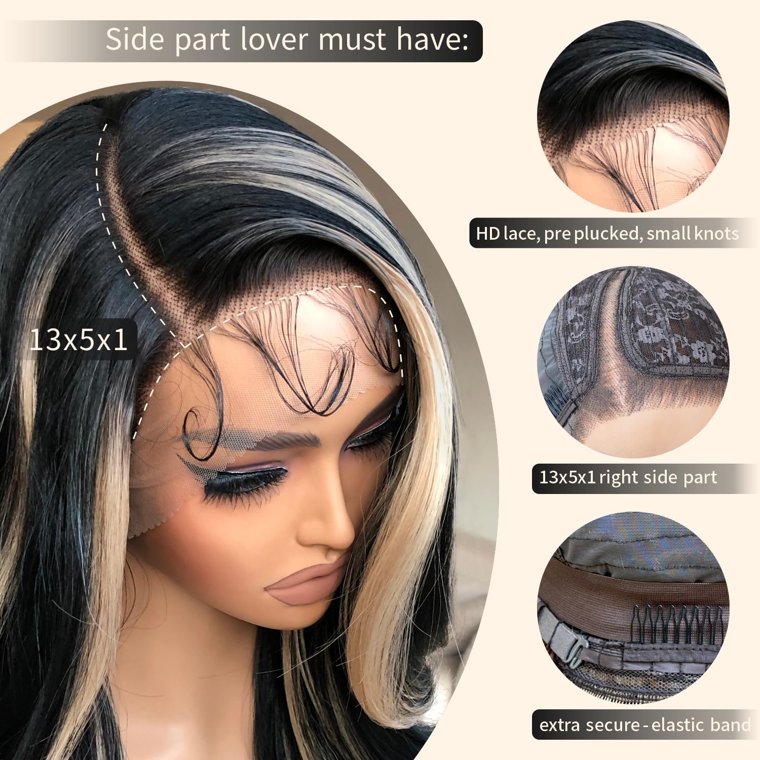 BrownBomb Body Wave Lace Front Wig, Synthetic Lace Front Wig Pre Plucked Glueless Wigs 13X5X1 HD Lace Front Wigs for Women Side