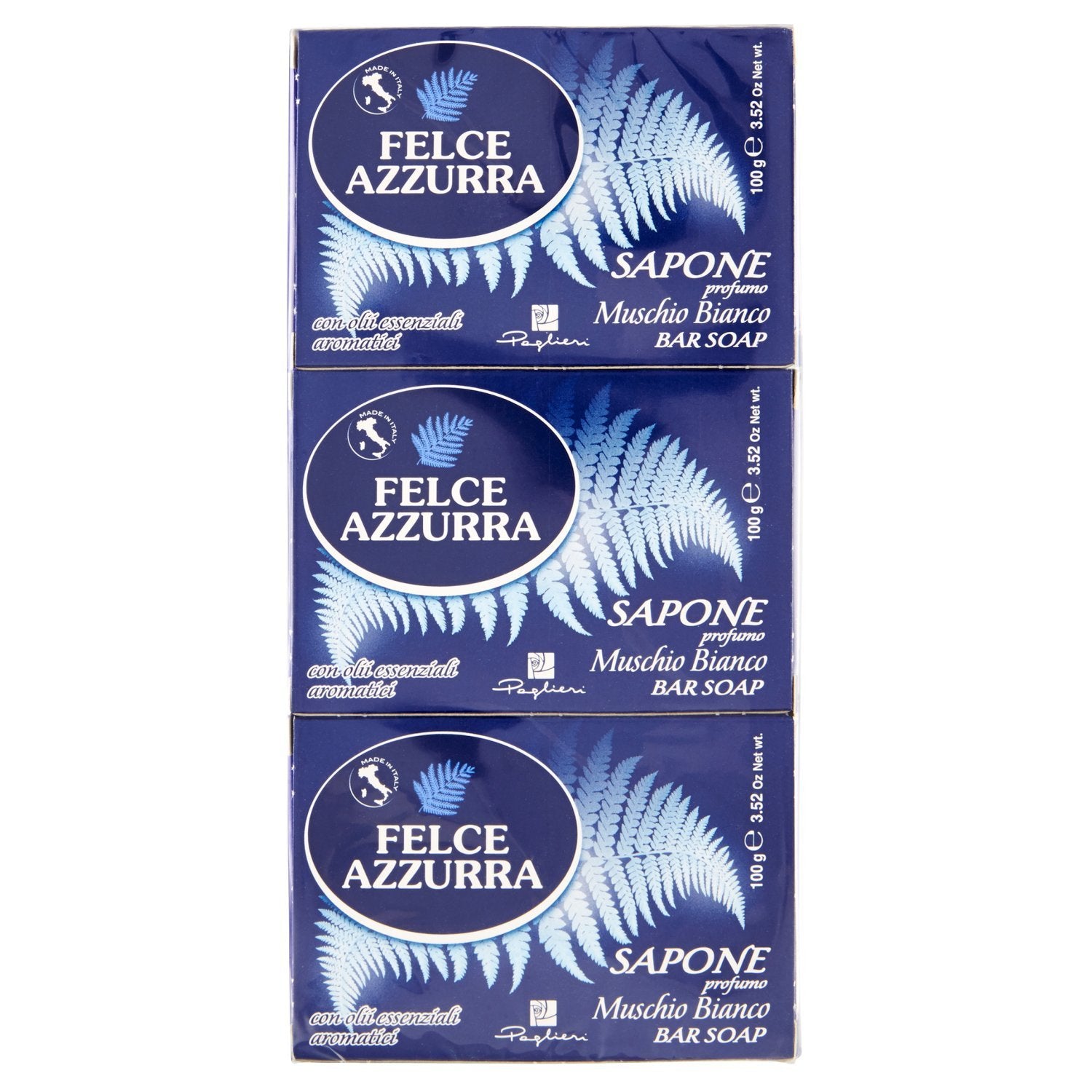 Felce Azzurra Blue Fern Moss Soap Gr.100, Pack of 3