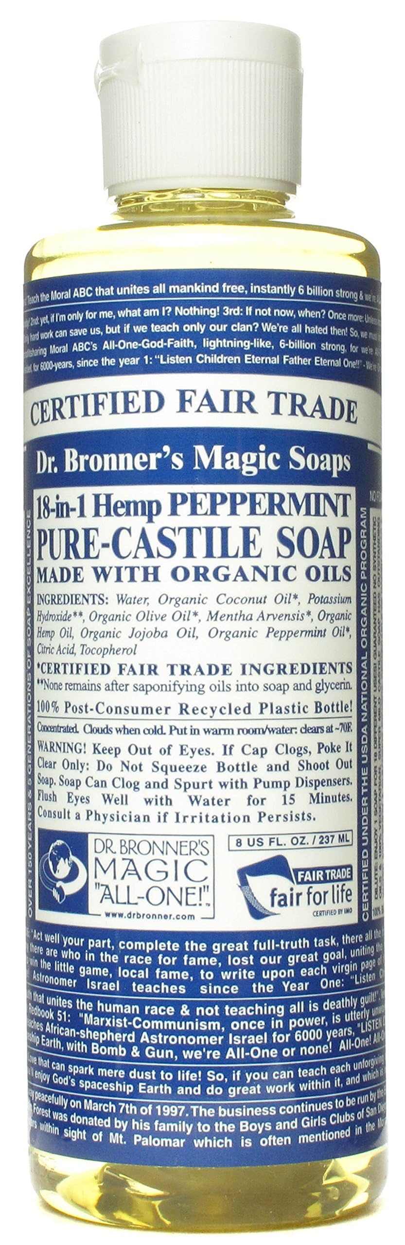 Dr. Bronners Peppermint 8oz. Castile Soap (3 Pack)