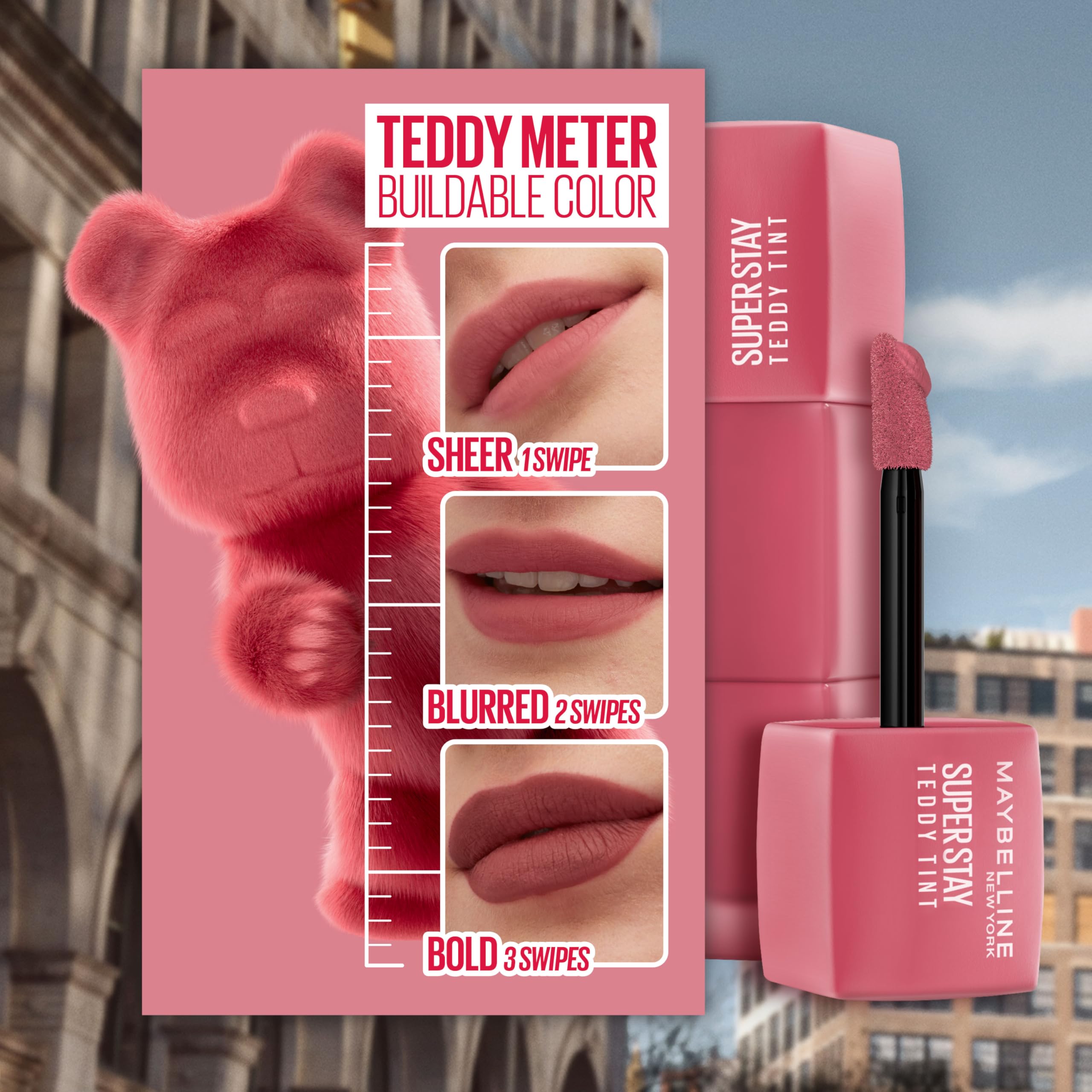 MAYBELLINE Super Stay Teddy Lip Tint, Long Lasting Matte Lipstick For Up To 12HR Wear, Mascara Tear, 1 Count