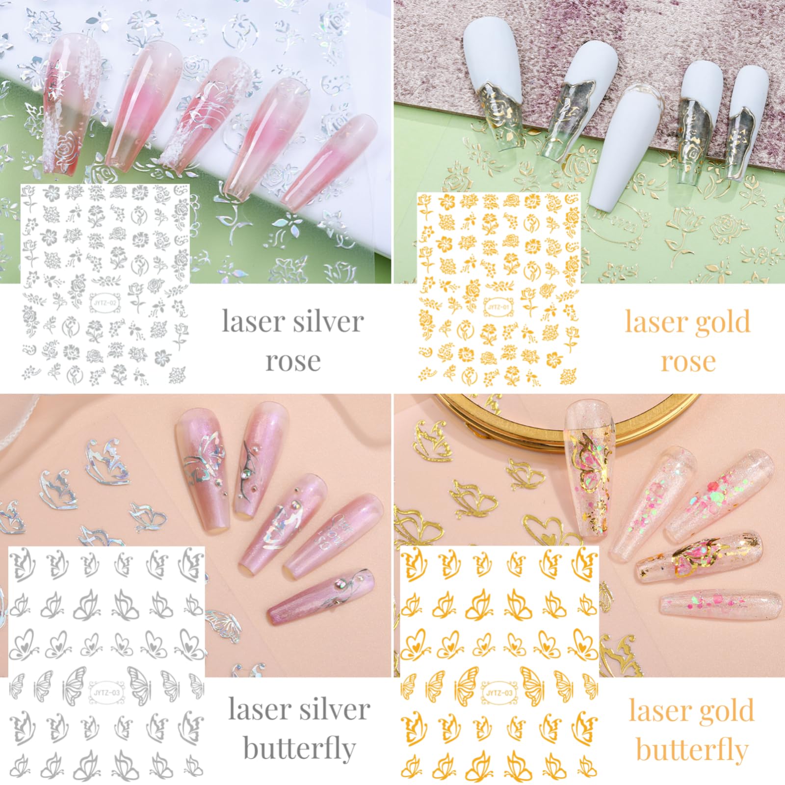 Edittime 5 Boxes Gold & Silver Metal Nail 3D Punk Studs Star Moon Heart Triangle Square Rivet Gems Nail Art Jewels With A Curved