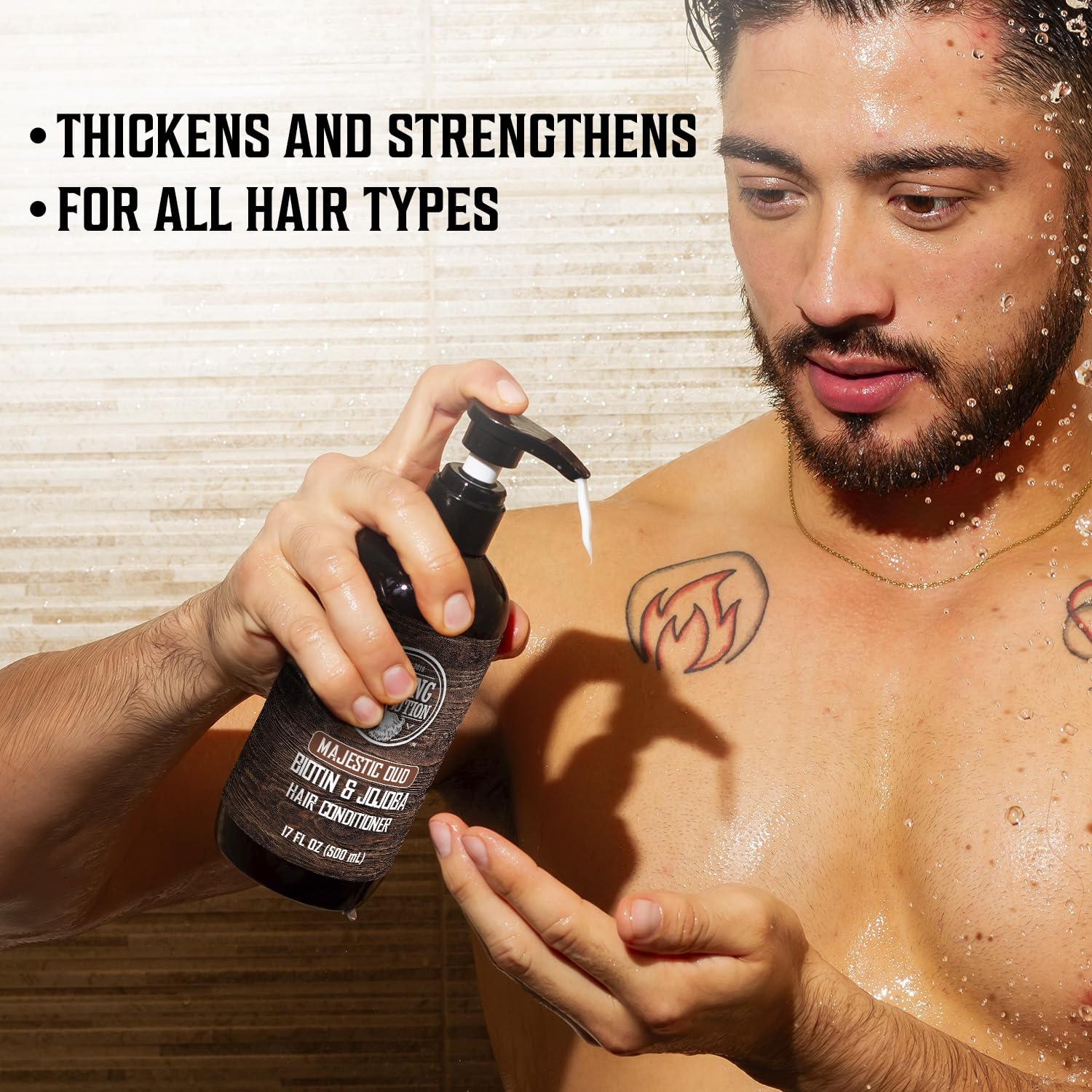 Viking Revolution Majestic Oud Mens Shampoo and Conditioner Set with Biotin and Jojoba Oil - Natural Hair Shampoo and Hair Condi