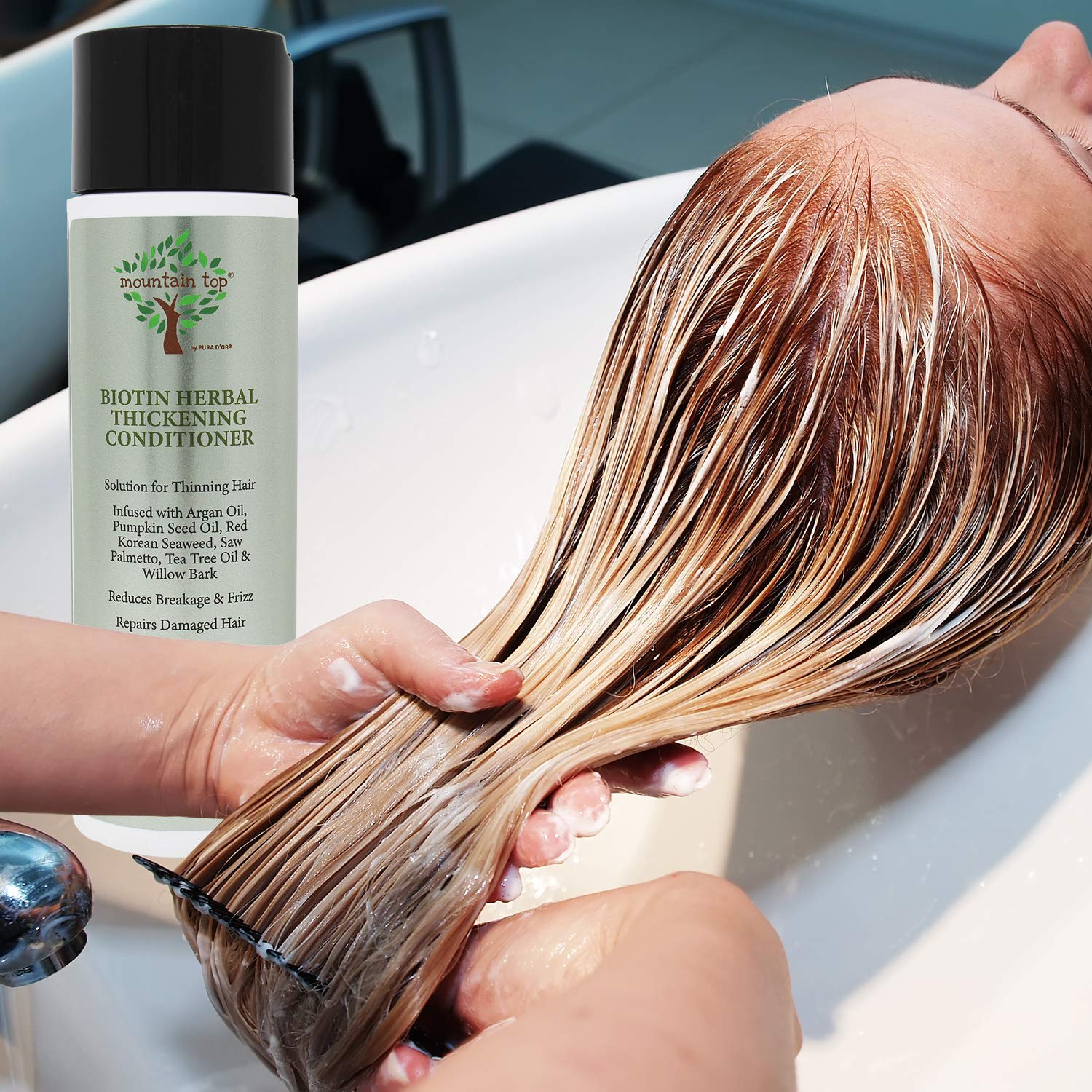 Mountain Top Biotin Herbal Thickening Conditioner (8 Oz / 273 Ml) With Argan Oil, Pumpkin Seed Oil, Saw Palmetto, Tea Tree Oil &