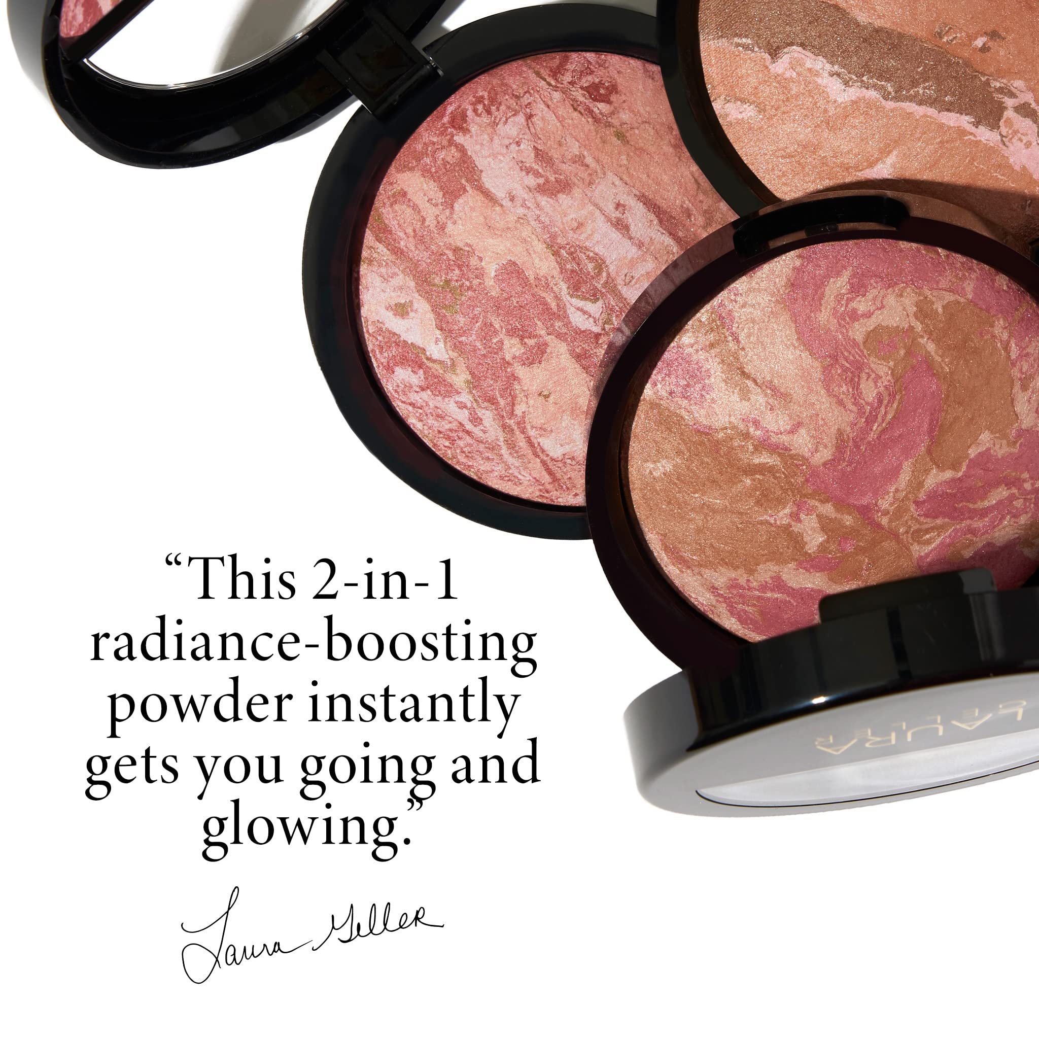 LAURA GELLER NEW YORK Baked Blush-n-Bronze Marbleized 2-in-1 Sculpting Bronzer Blush - Berry Bronze - Contour Face with a Radian