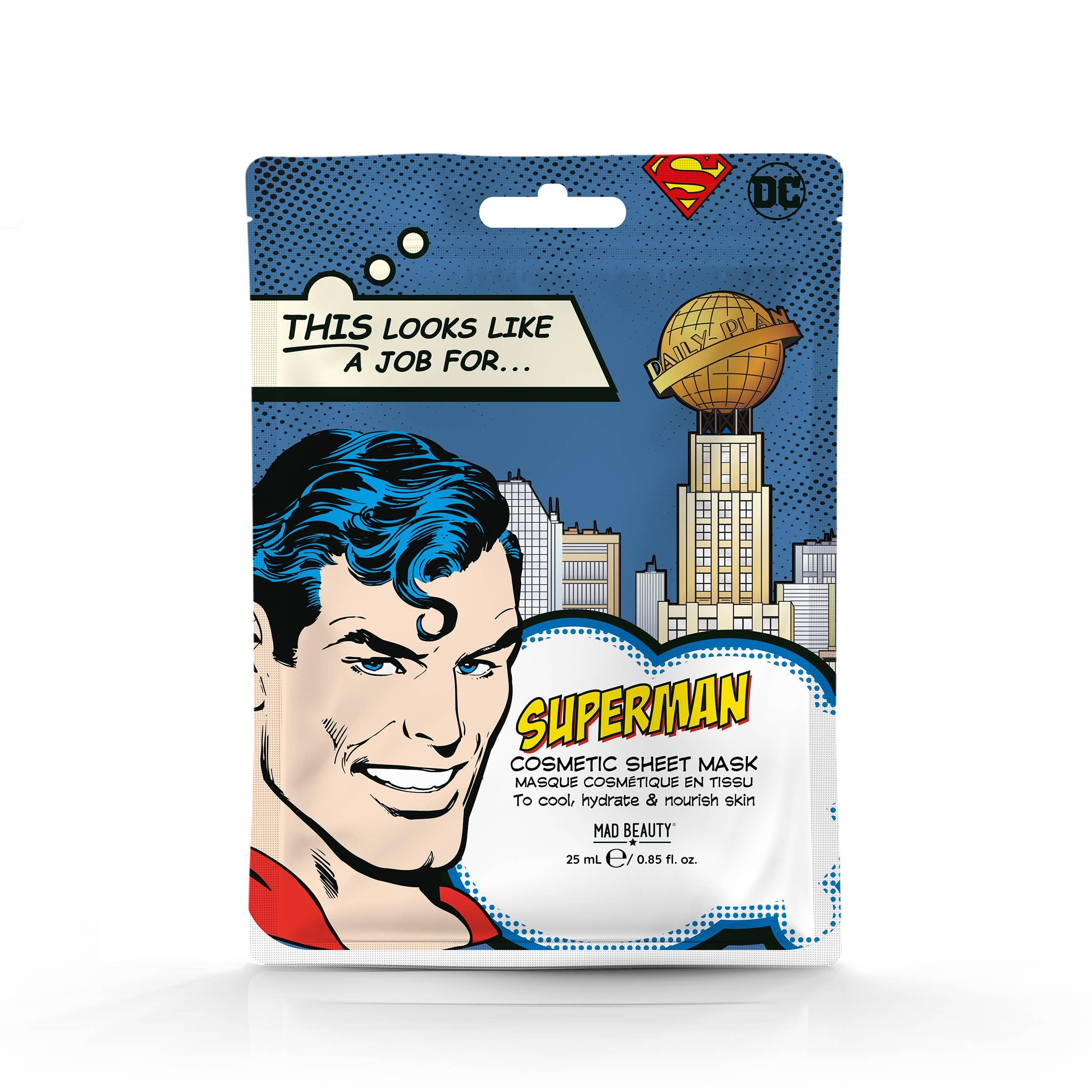 Superman Cosmetic Sheet Mask | Official DC Comics Licensed Skincare | Hydrating Face Sheet | Collectible Beauty Gift for Teens, 