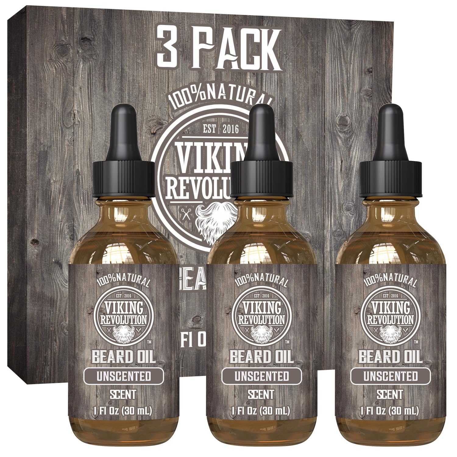 Viking Revolution Beard Oil For Men - Unscented - Natural Mens Beard Oil With Argan Oil And Jojoba Oil - Beard Softener, Strengt