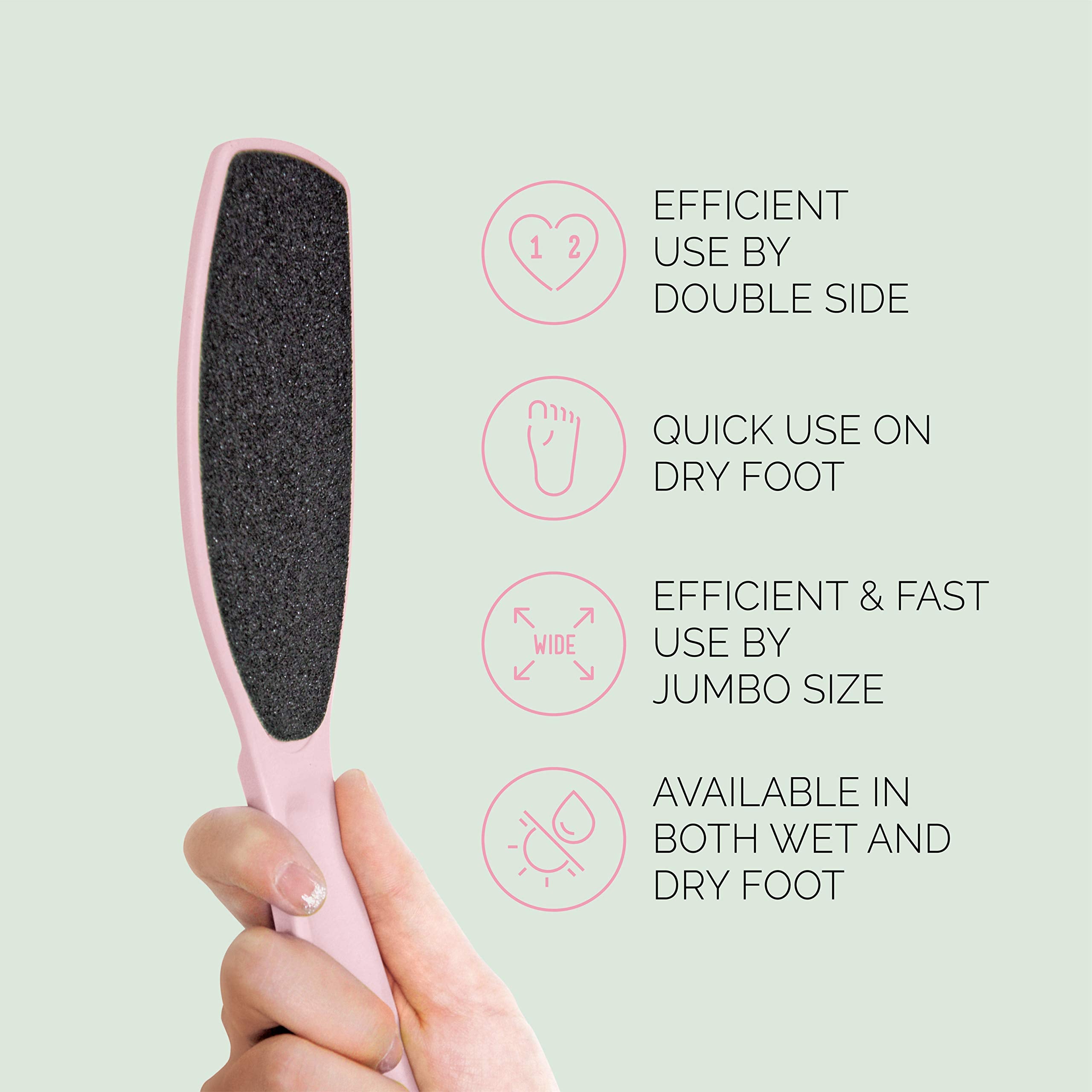 F3 Systems, Wide Emery, Double-Sided Pedicure Tool, Colossal Foot File For Men & Women, Effective For Cracked Heel, Callus Remov