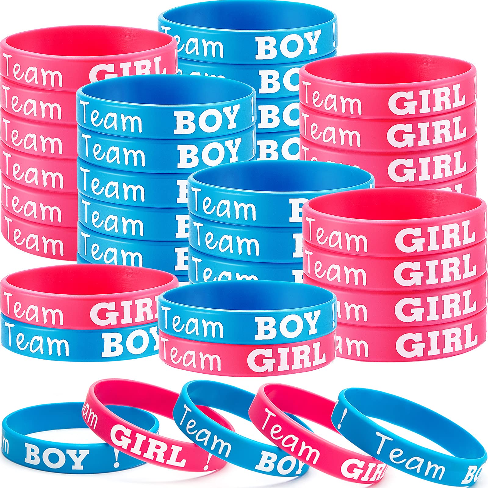 Gender Reveal Bracelets, Includes Team Boy Wristbands and Team Girl Wristbands for Baby Shower Party Gender Reveal Party Decorat