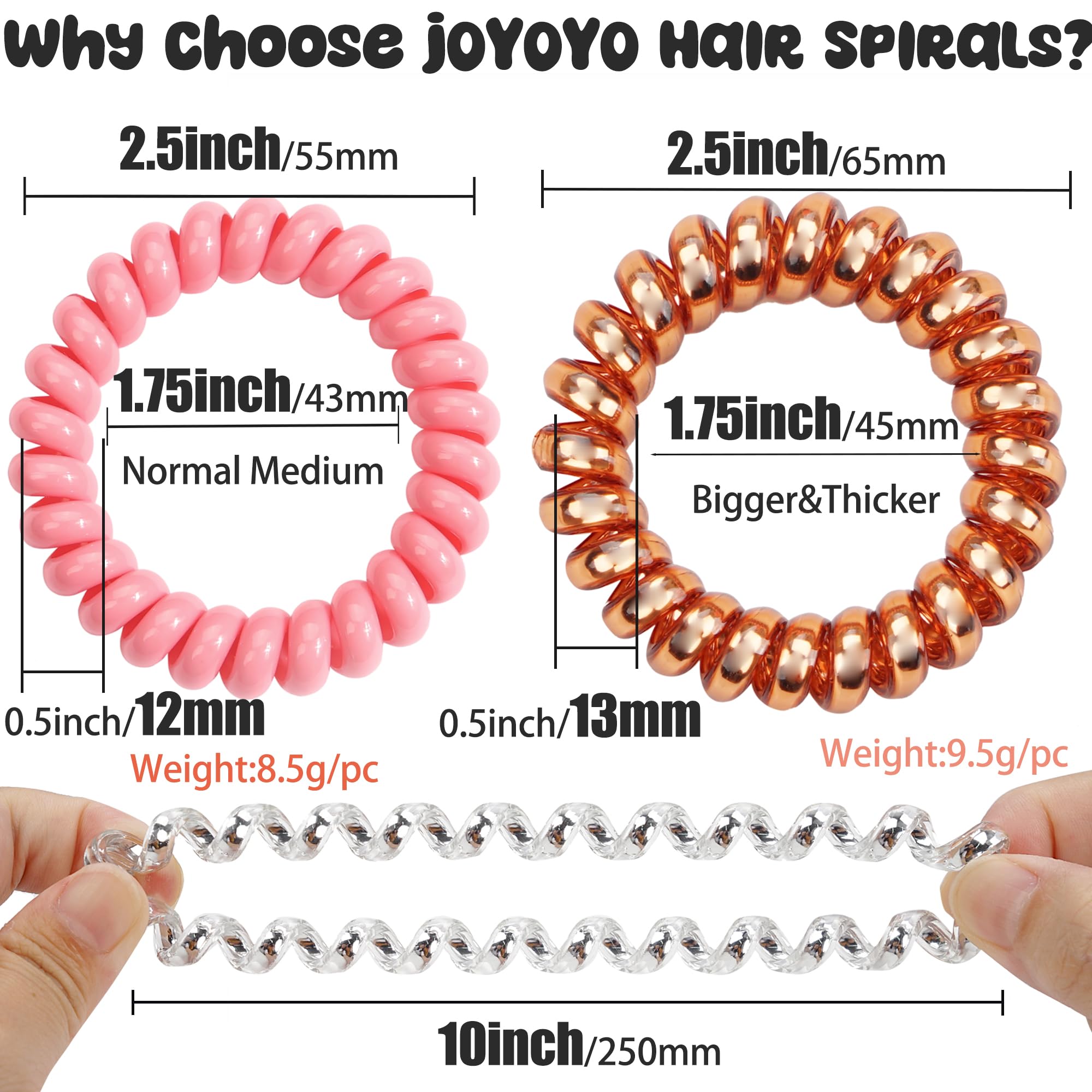 Joyoyo Spiral Hair Ties 40 Pack No Crease Multi Color Waterproof Phone Cord Hair Coils Hair Elastic Ties Hair Accessories For Wo