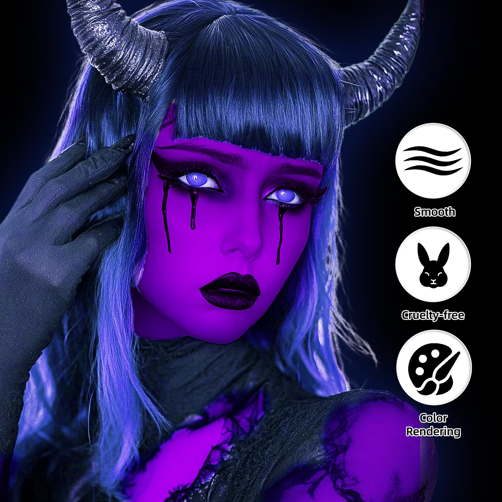 Go Ho Purple Face Paint Washable For Halloween Makeup,Creamy To Gel Water Based Purple Face Body Paint Full Coverage Forcosplay