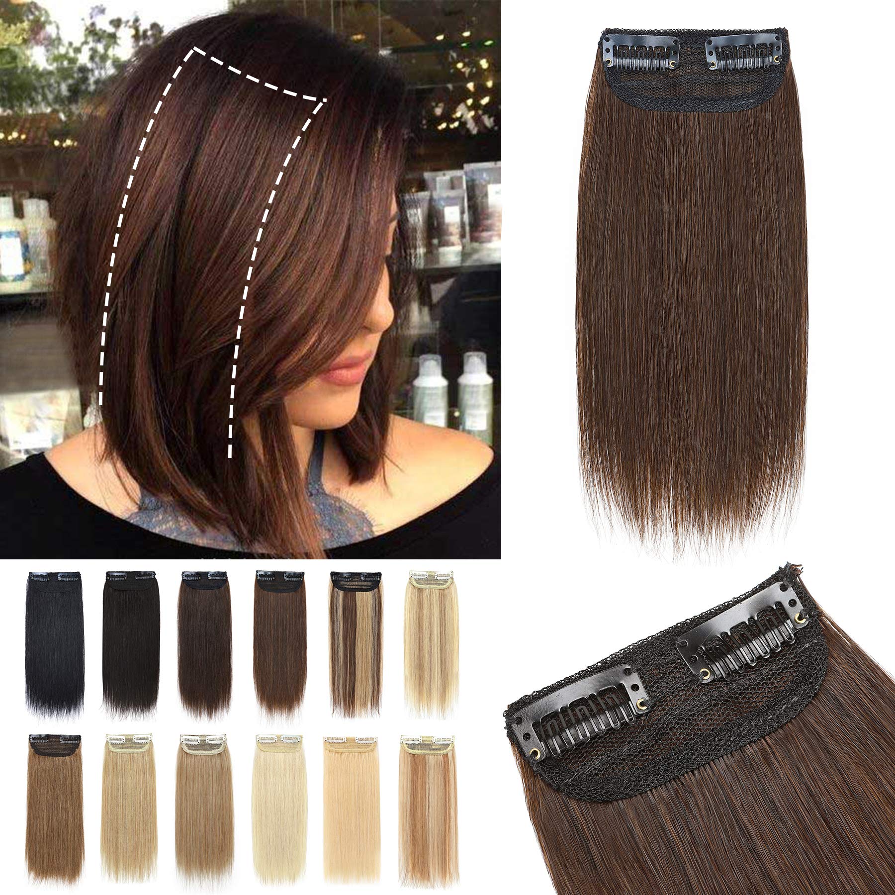 S-Noilite Hair Extensions For Short Hair Clip In Human Hair 1Pcs 2 Clips Clip In Hairpieces Remy Hair For Women With Thinning Ha