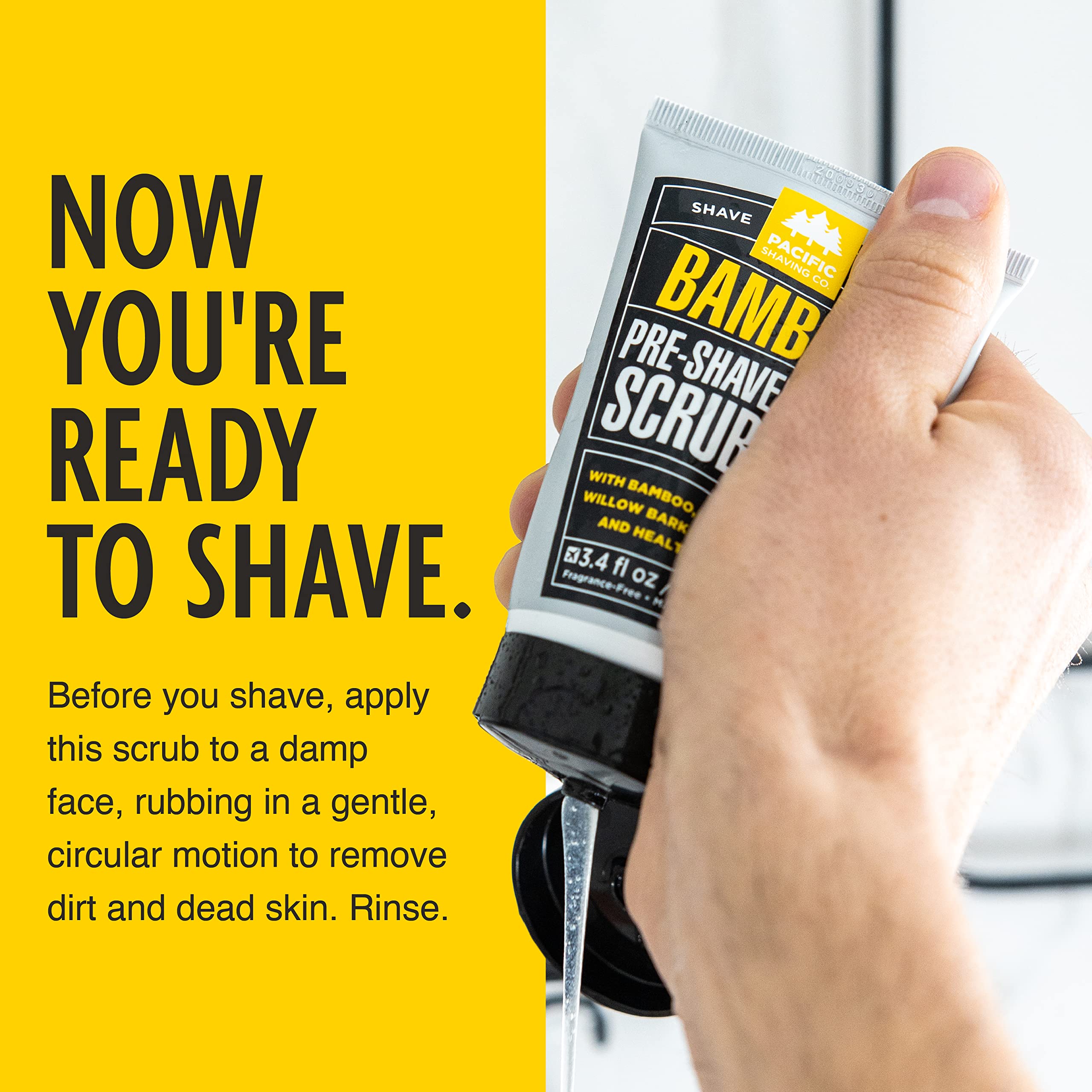Pacific Shaving Company Bamboo Pre-Shave Scrub - Exfoliating Face Scrub & Cleanser - Daily Face Wash for Men with Aloe Vera & Wi