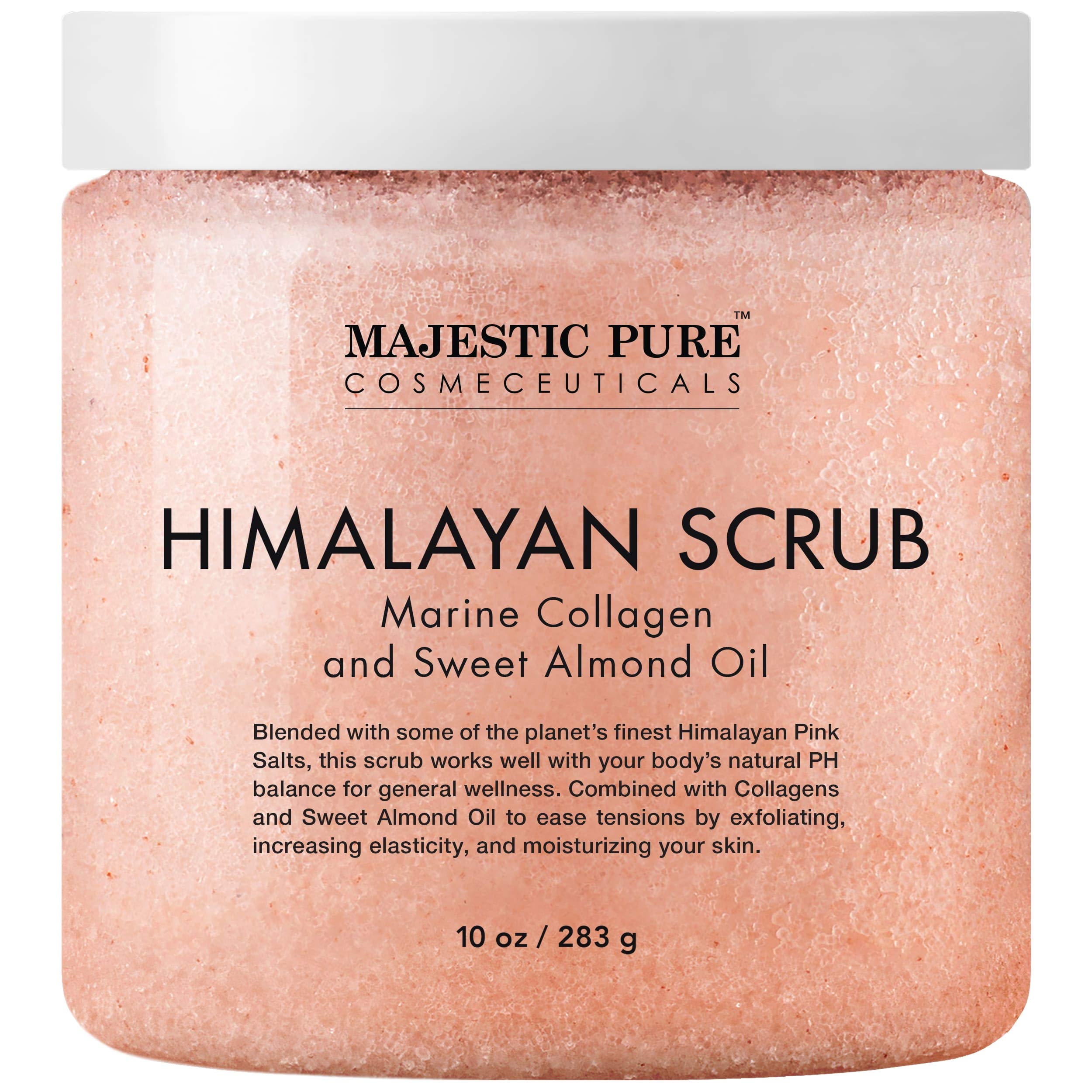 MAJESTIC PURE Himalayan Pink Salt Body Scrub with Collagen and Sweet Almond Oil | Exfoliating Body Scrub for Skin Care, Stretch 