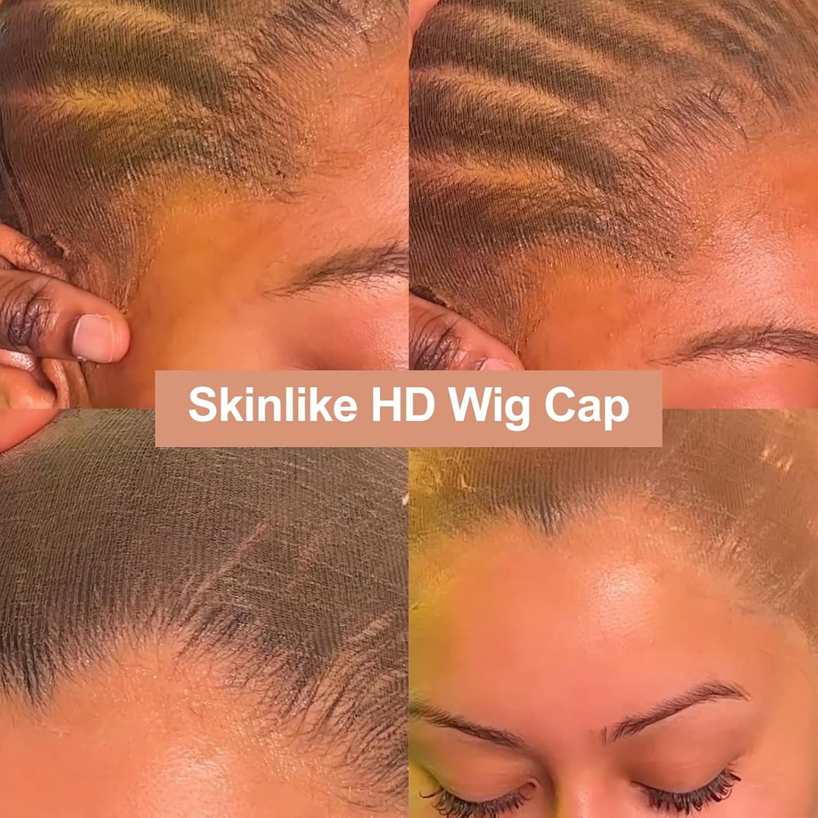 Beeos Skinlike Hd Wig Cap, 4 Pieces Invisible And Sheer Breathable Ultra-Thin Stretchy Stocking Caps For Lace Front Wigs, Bald C