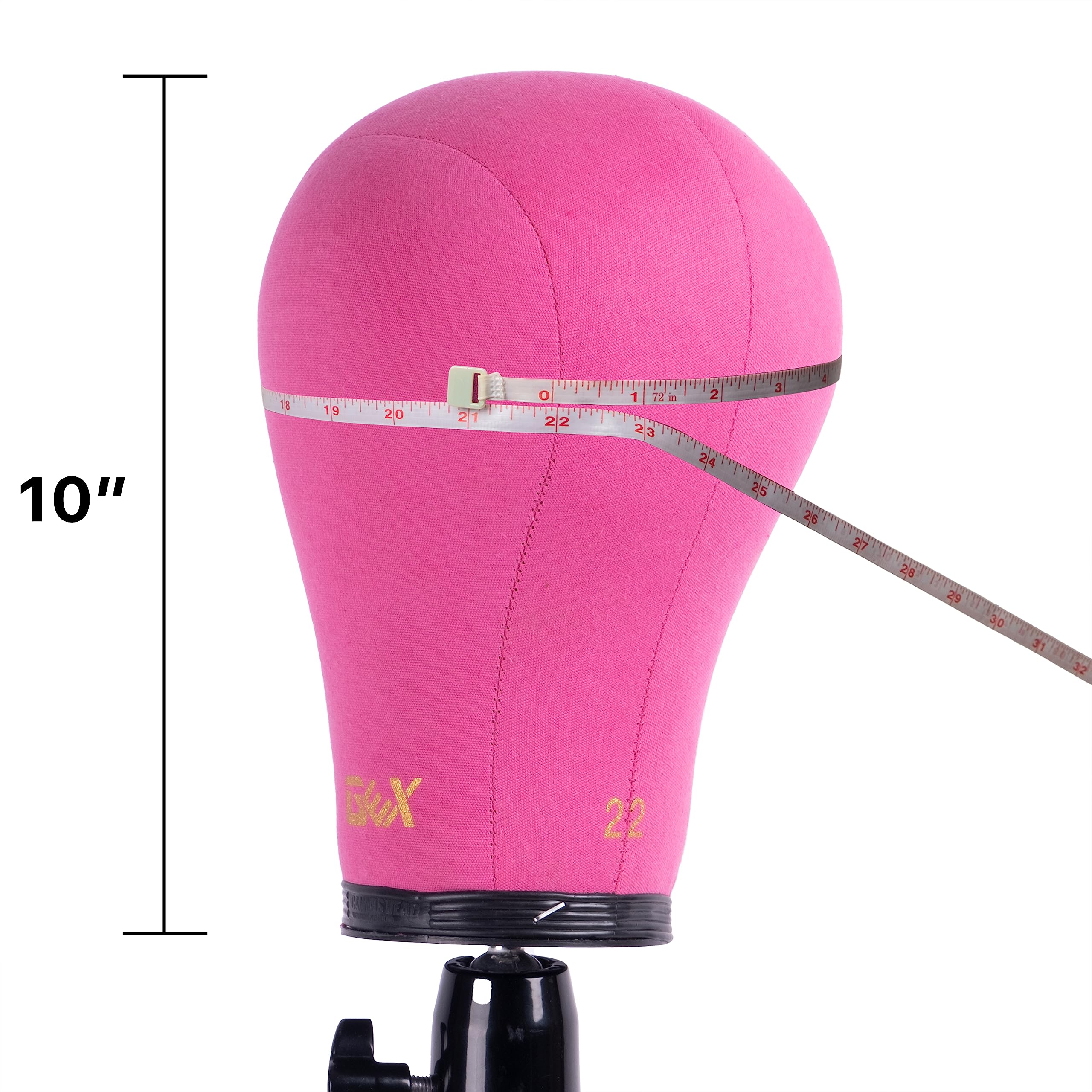 Gex 20''-24'' Canvas Cork Wig Block Mannequin Head For Wig Making Drying Styling Display With Table C Clamp Stand Holder (Rosy 2