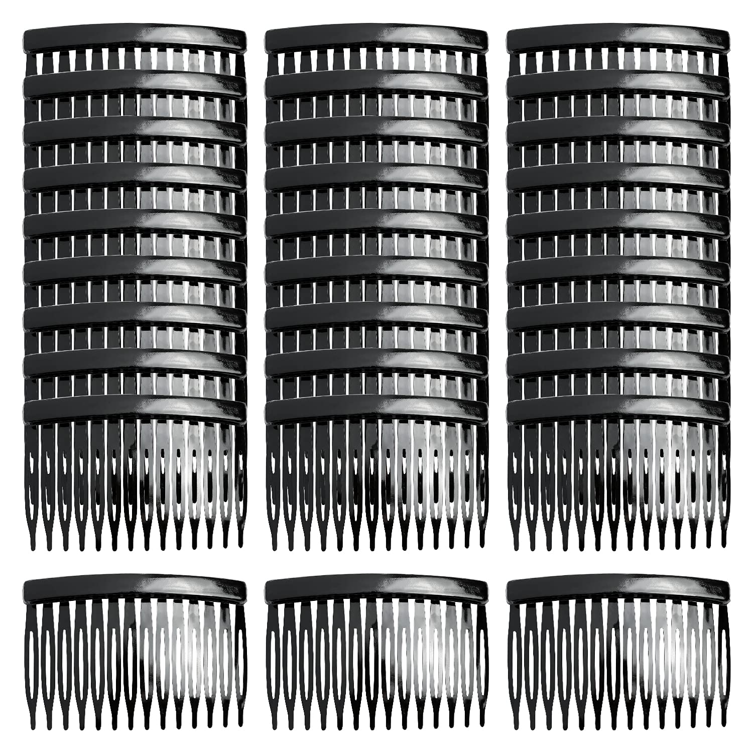 Cinaci 30 Pack Clear White Black Brown Small Plastic Hair Side Combs Slide Barrettes with 14 Teeth DIY Crafts Decorative Headpie
