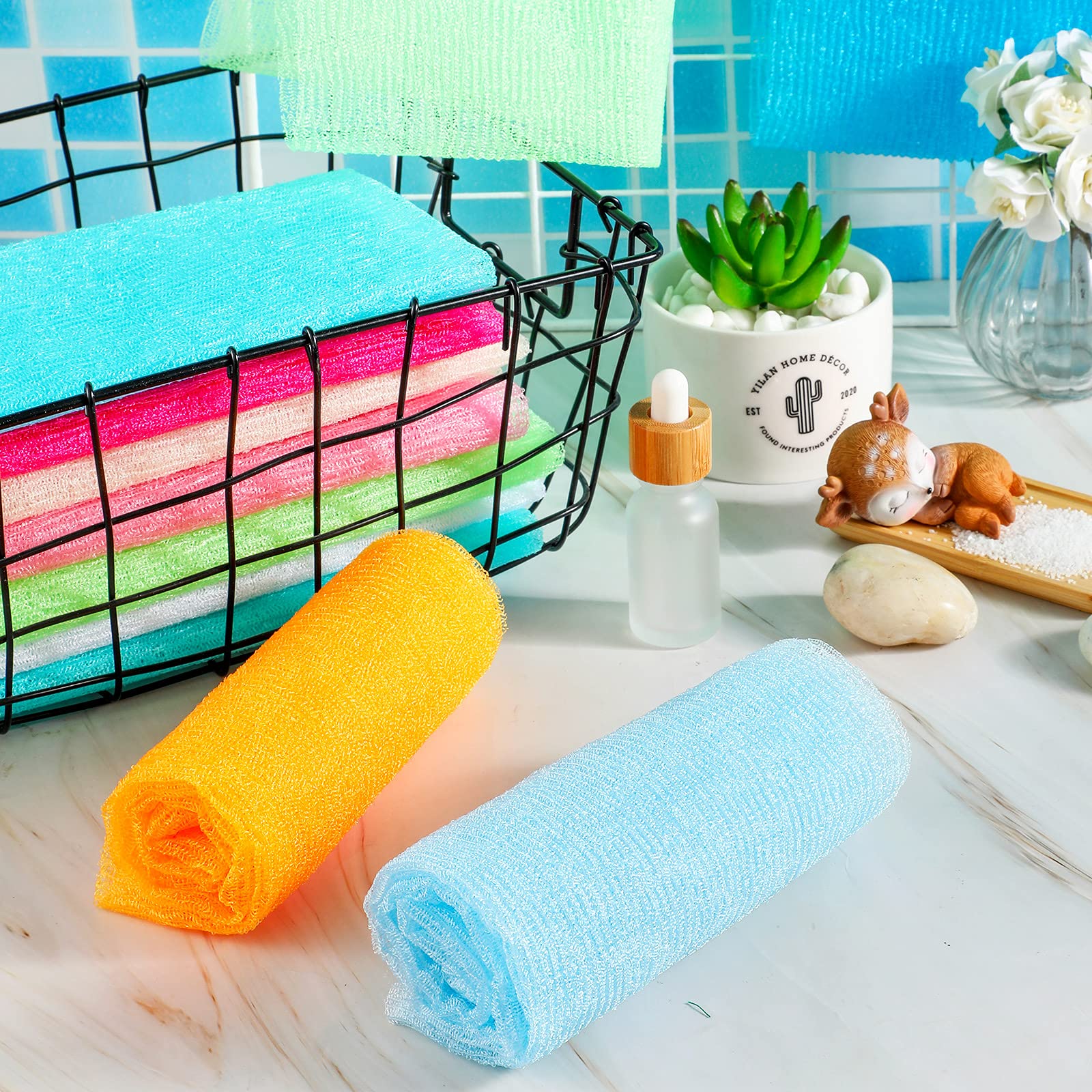 12 Pack 36 Inch Extra Long Exfoliating Bath Cloth/Towel Nylon Bath Towel Korean Exfoliating Bath Cloth/Towel Japanese Bath Cloth