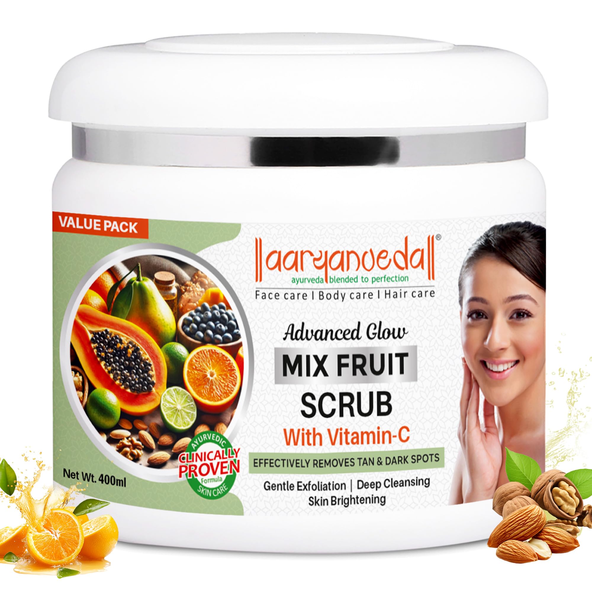 Aryanveda Mix Fruit Face Scrub For All Skin Types | Exfoliates Gently With Real Fruit Extracts| Removes Dead Skin Cells | Cleans